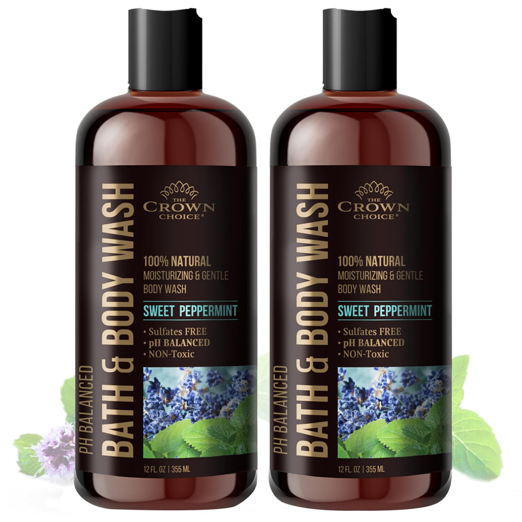 The Crown Choice Natural Body Wash – Peppermint & Lavender | pH 5.5 | 12oz (2-Pack)