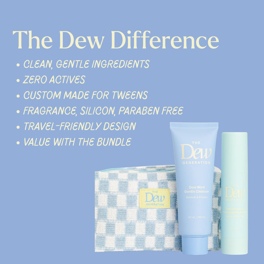 The Dew Generation Dew-O Kit for Kids – Gentle Cleanser + Hydrating Moisturizer with Travel Bag