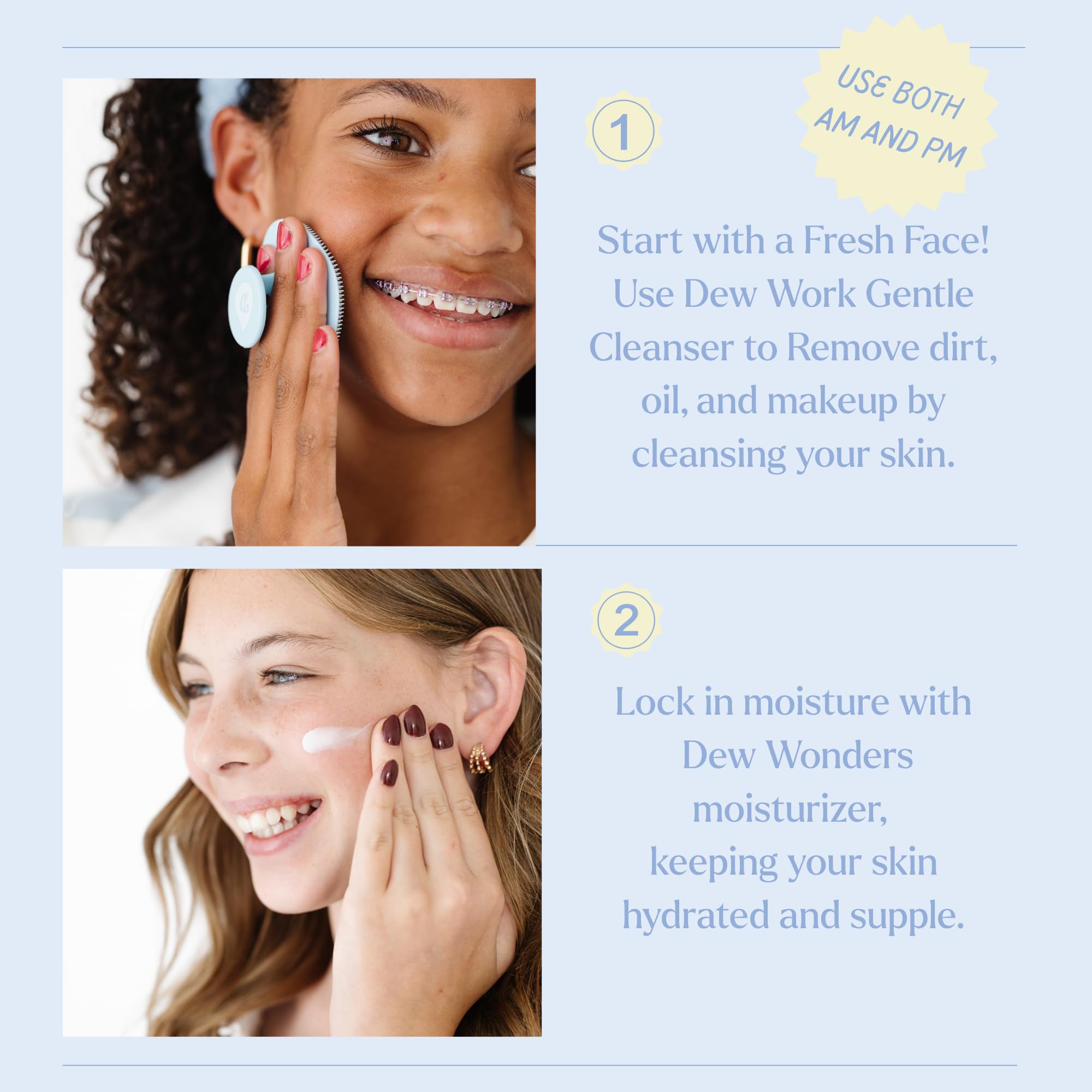 The Dew Generation Dew-O Kit for Kids – Gentle Cleanser + Hydrating Moisturizer with Travel Bag