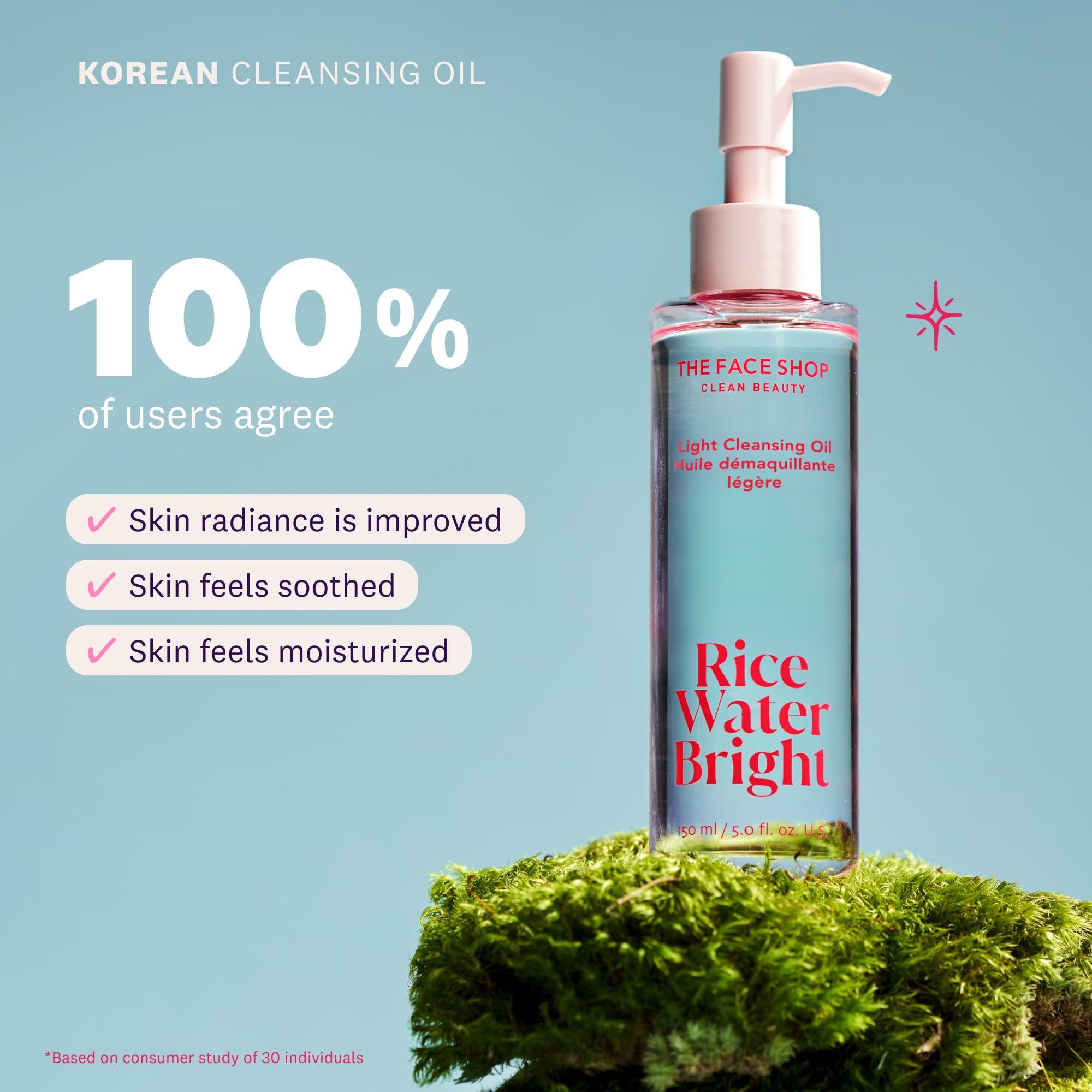 The Face Shop Rice Water Bright Double Cleansing Duo Set – Ceramide, Korean Skincare, Vegan Cleanser & Makeup Remover