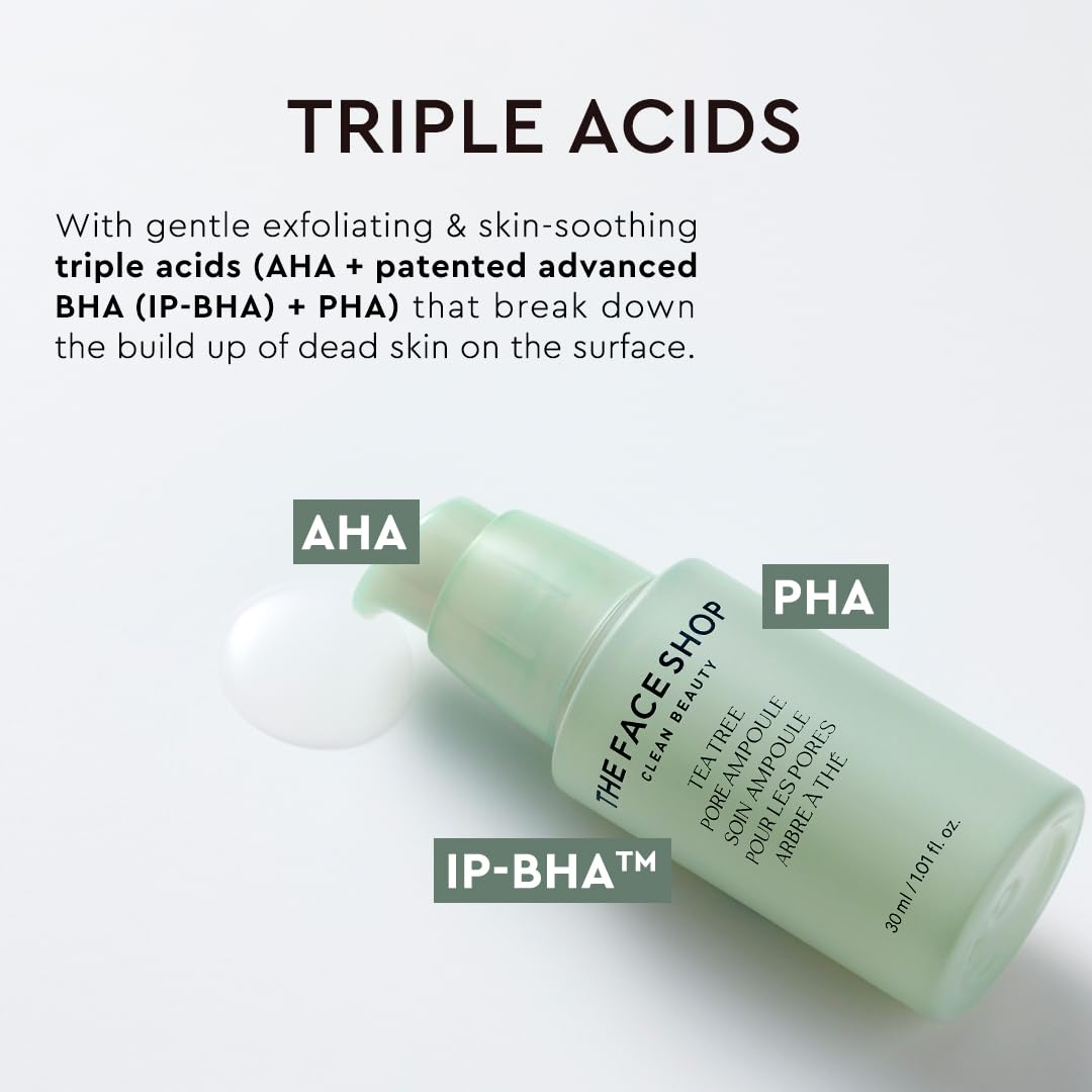 The Face Shop Tea Tree Pore Ampoule – Soothes & Hydrates, Refines Pores