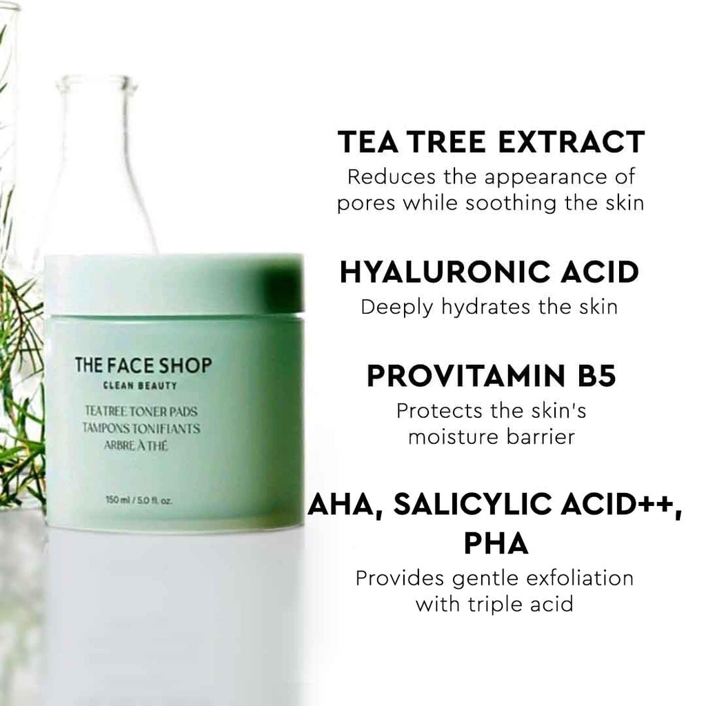 The Face Shop Tea Tree Toner Pads – Exfoliating Dual-Sided Pads for Pores & Even Tone