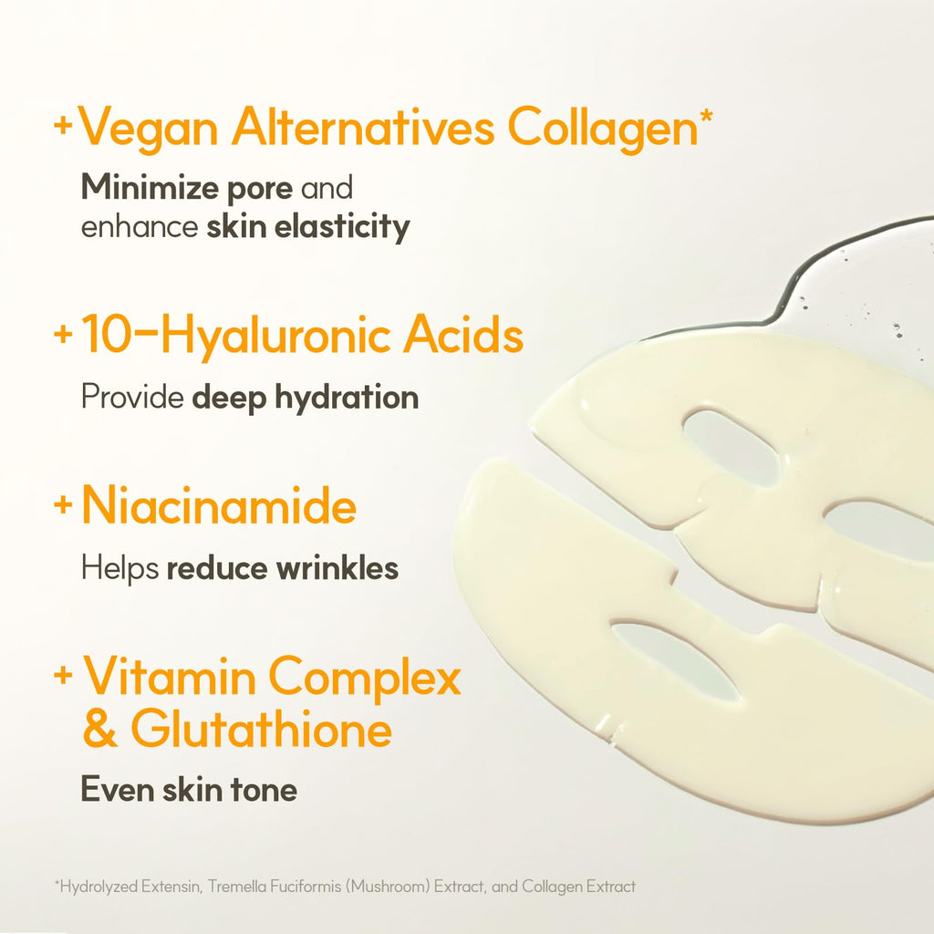 The Face Shop Vita-Toning Vegan Collagen Face Mask | Hydrating Hydrogel Mask for Glass Skin, Elasticity & Even Tone