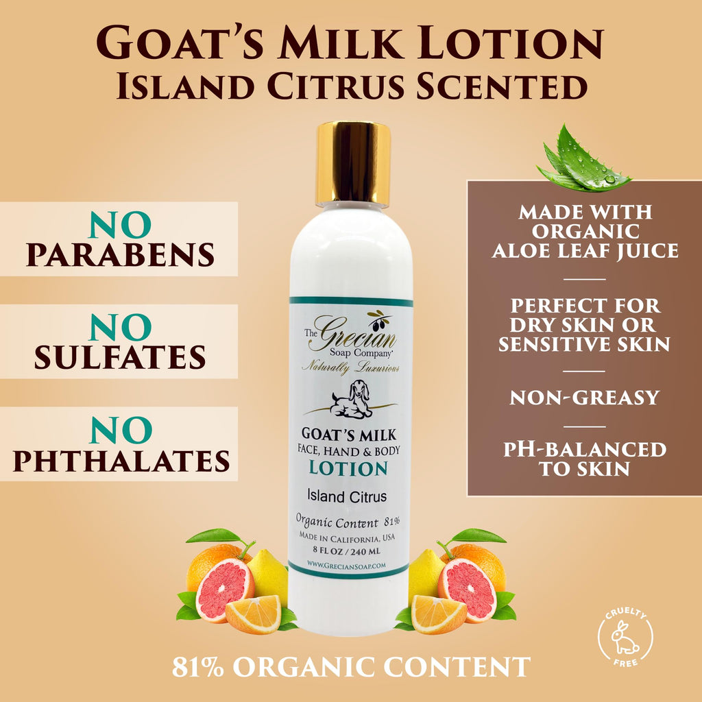 The Grecian Soap Company Deluxe Bathtub Gift Set – Goat Milk & Olive Oil Skincare, Island Citrus, 6-Piece Gift Set