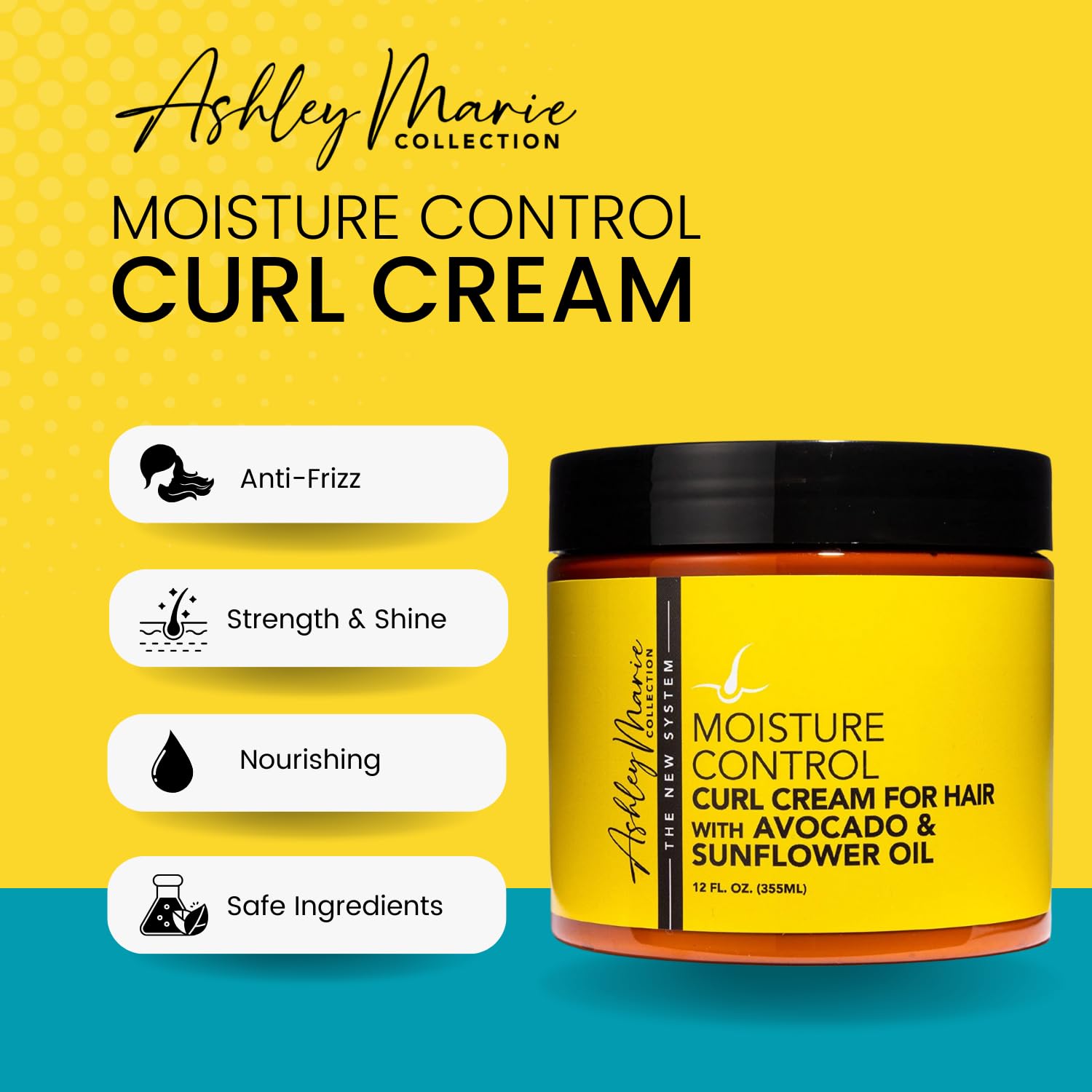 The Hair Diagram Ashley Marie Moisture Control Curl Cream – Avocado & Sunflower Oil, Color Safe, 12oz