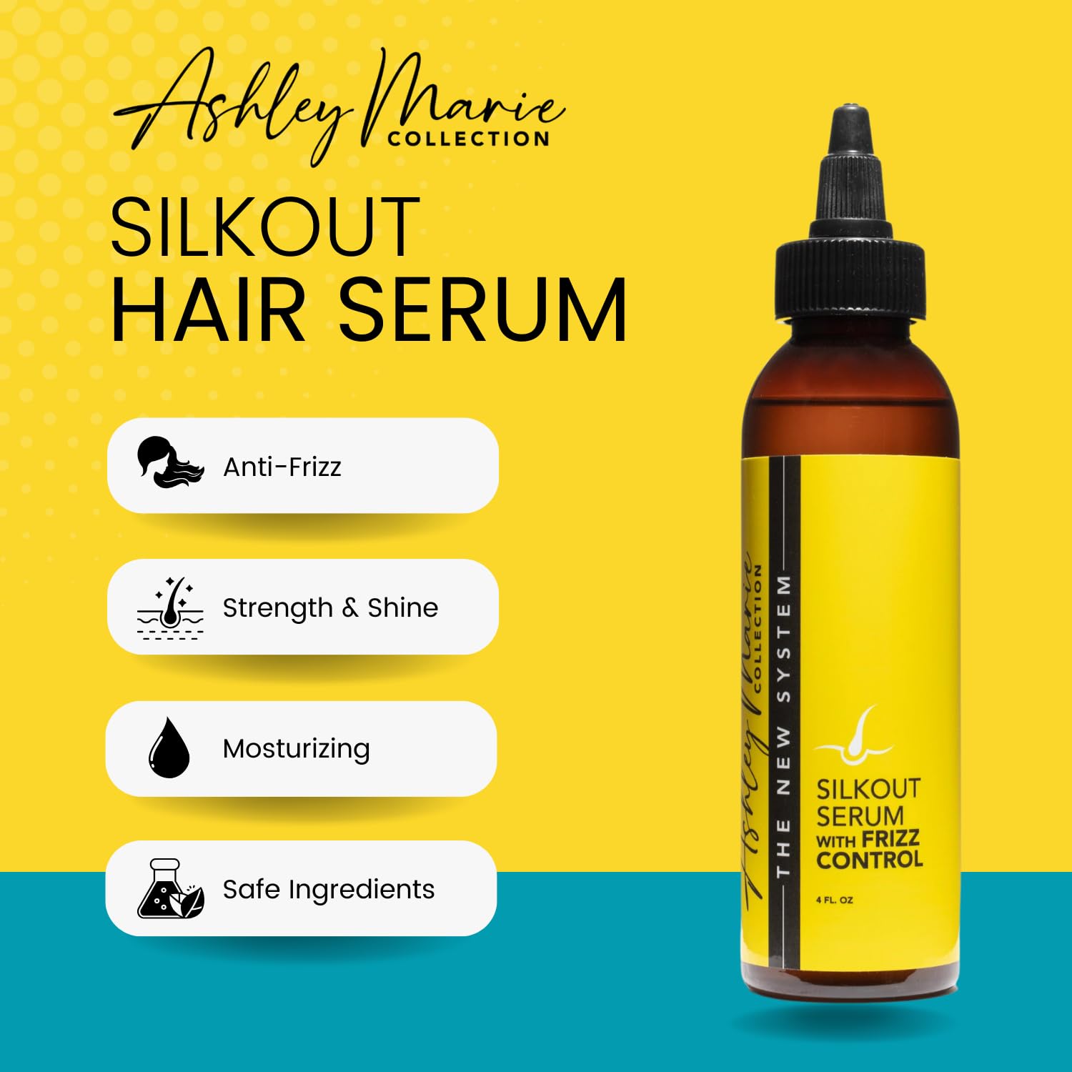 The Hair Diagram Ashley Marie SilkOut Serum – Frizz Control, Strengthening, Shine, Heat Protectant