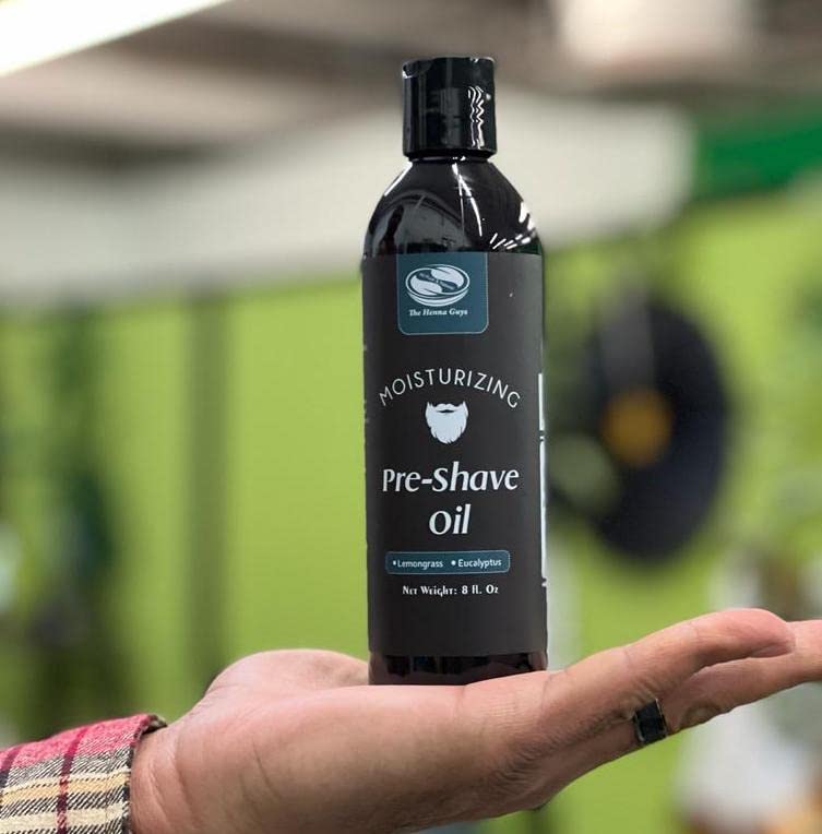 The Henna Guys 8 oz Pre-Shave Oil for Men – Lemongrass & Eucalyptus