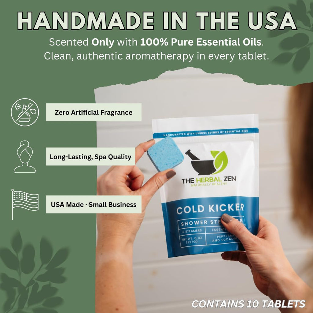 The Herbal Zen Cold Kicker Shower Steamers – Peppermint & Eucalyptus | USA Made (20 Pack)