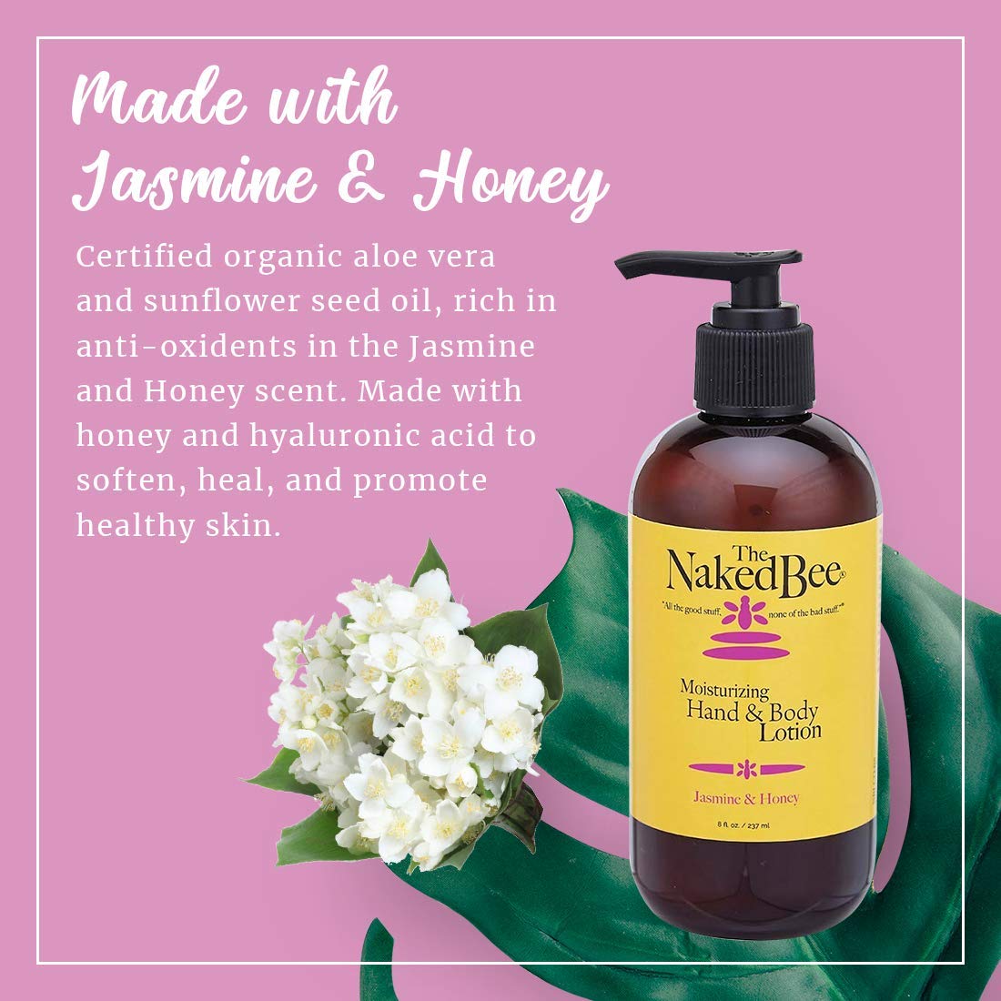 The Naked Bee Nourishing Body Lotion – Jasmine & Honey, 8oz | All Skin Types