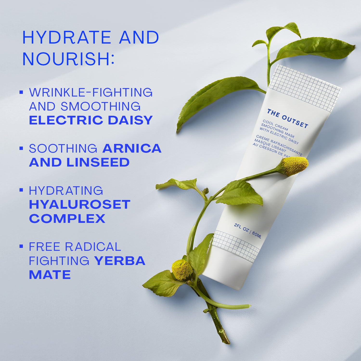 The Outset Cool Cream Smoothing Mask – Hydrating, Plumping, Gentle Vegan & Gluten-Free for Sensitive Skin