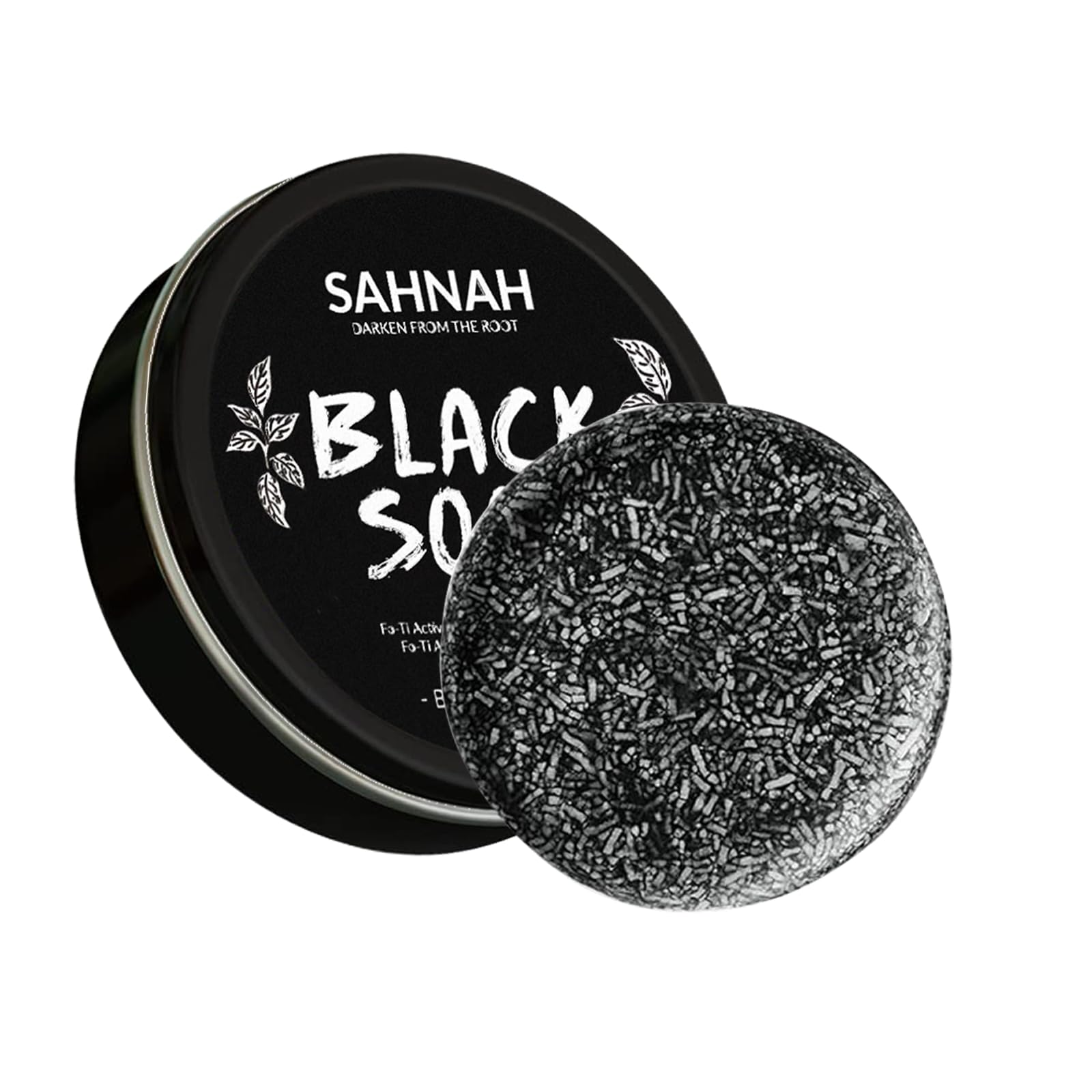 the snowy. bodee Black Soap for Gray Hair – Fo-Ti & Ginseng Darkening Bar (1.77 oz Tin)