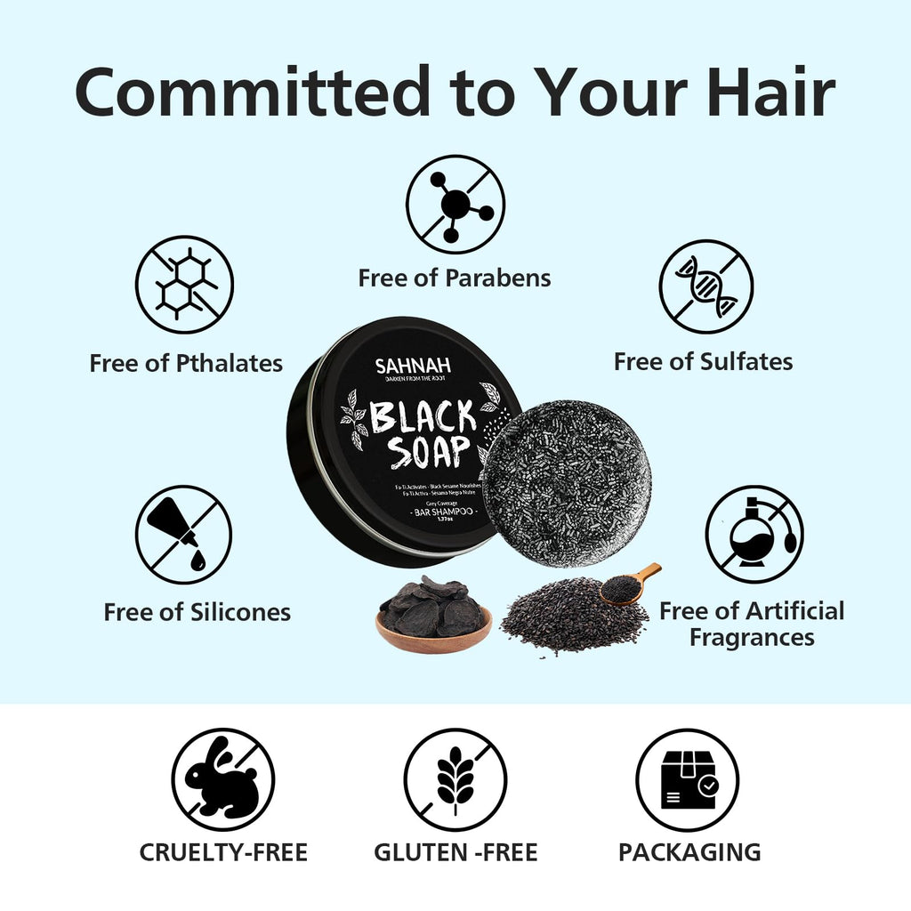 the snowy. bodee Black Soap for Gray Hair – Fo-Ti & Ginseng Darkening Bar (1.77 oz Tin)