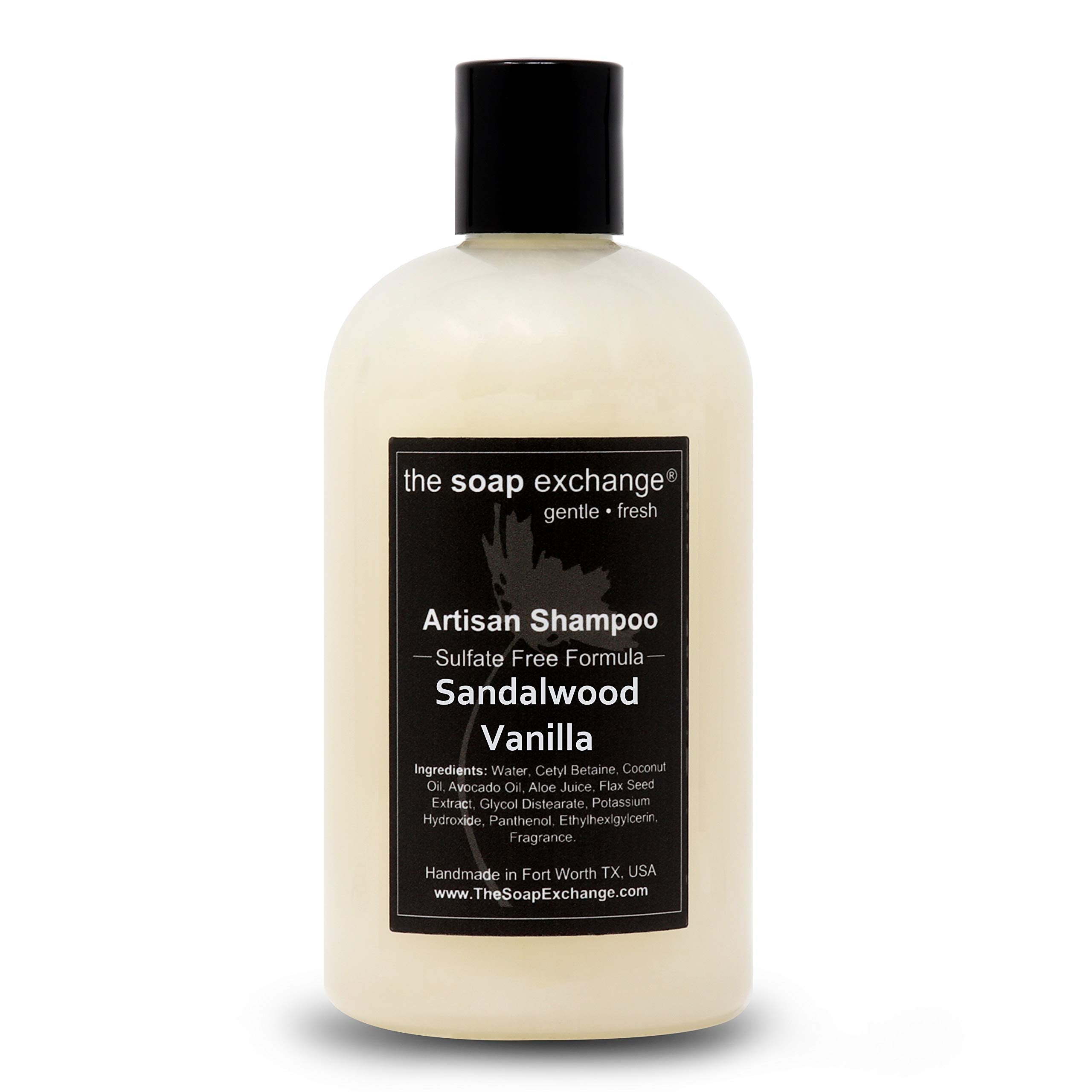 The Soap Exchange Hair Shampoo – Sandalwood Vanilla (12 oz) | Handcrafted USA, Sulfate & Paraben Free