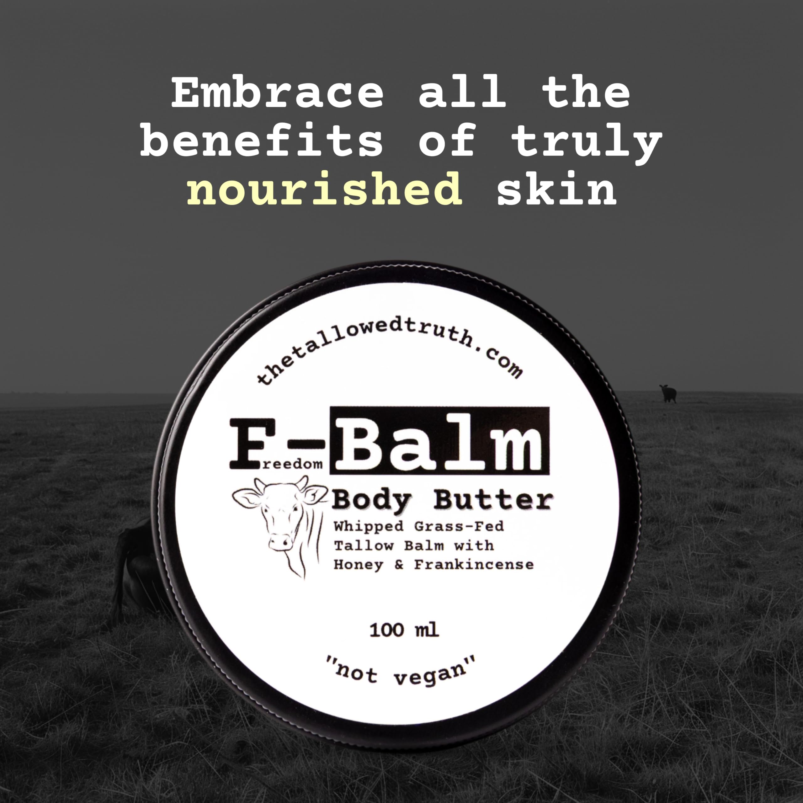 The Tallowed Truth F-Balm Whipped Body Butter – Grass-Fed Tallow Moisturizer