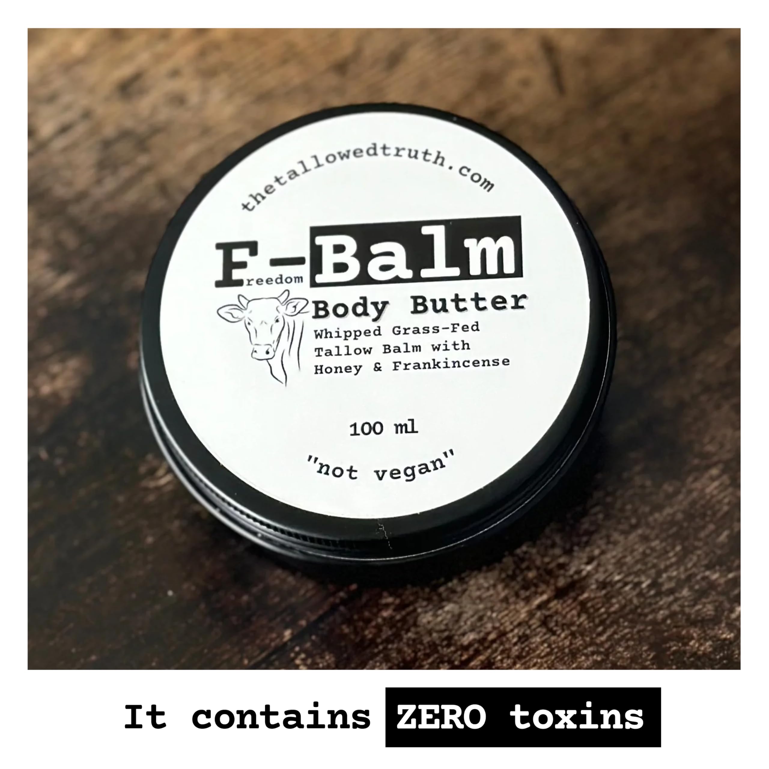 The Tallowed Truth F-Balm Whipped Body Butter – Grass-Fed Tallow Moisturizer