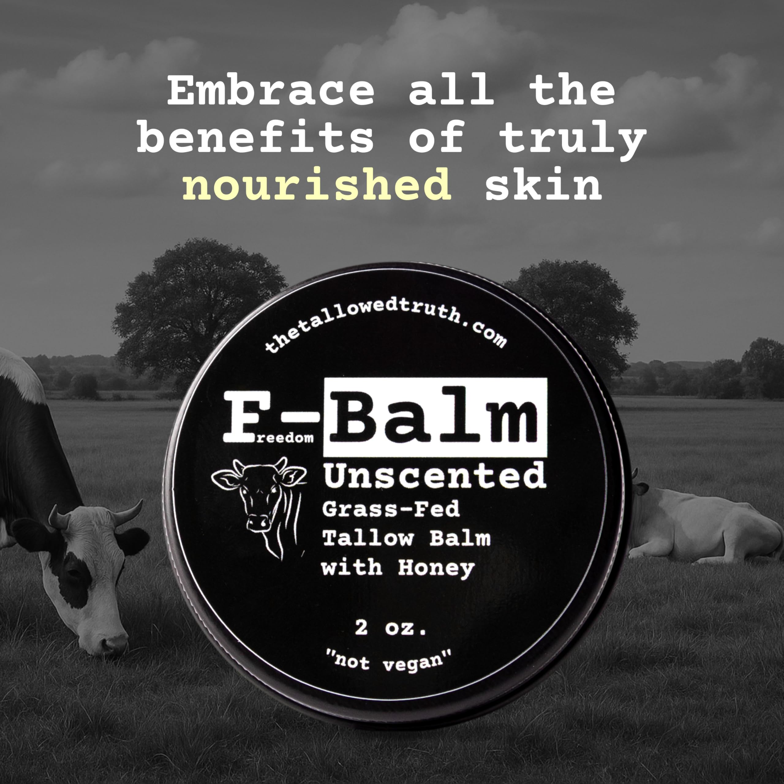 The Tallowed Truth F-Balm Tallow – Grass-Fed & Grass-Finished, 5-Ingredient All-Purpose Balm – 2 oz – Made in Canada