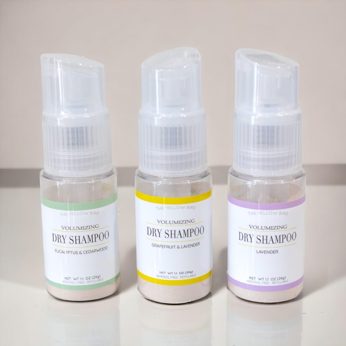 The Yellow Bird Natural Powder Dry Shampoo – Non Aerosol Pump, Lavender Scent, Made in USA
