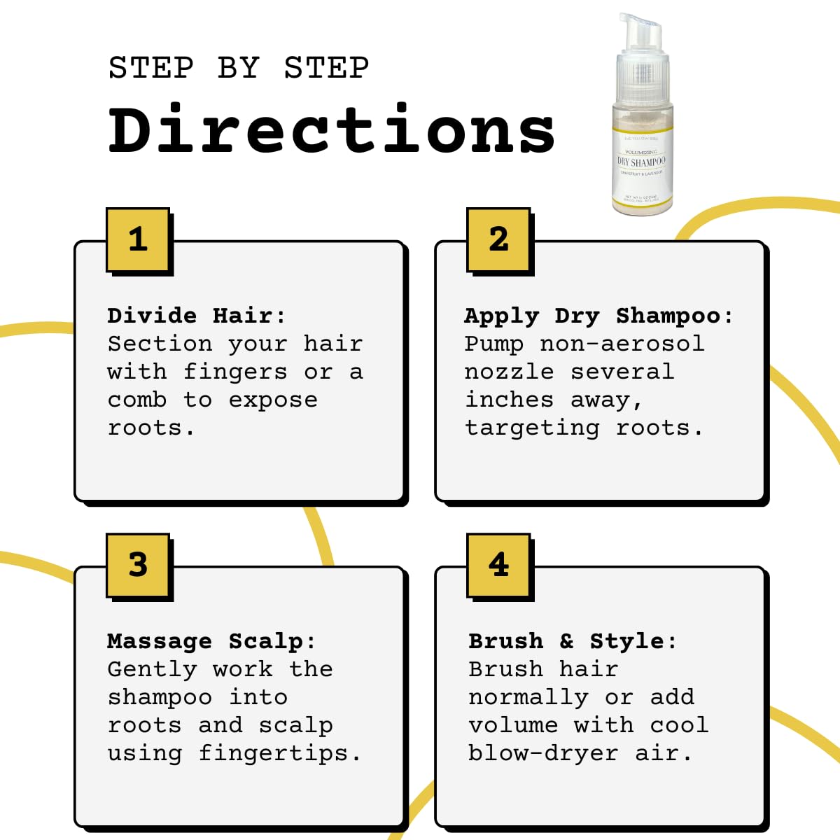 Yellow Bird All Natural Dry Shampoo Powder – Aerosol Free, Talc Free, Volumizing for Light & Dark Hair