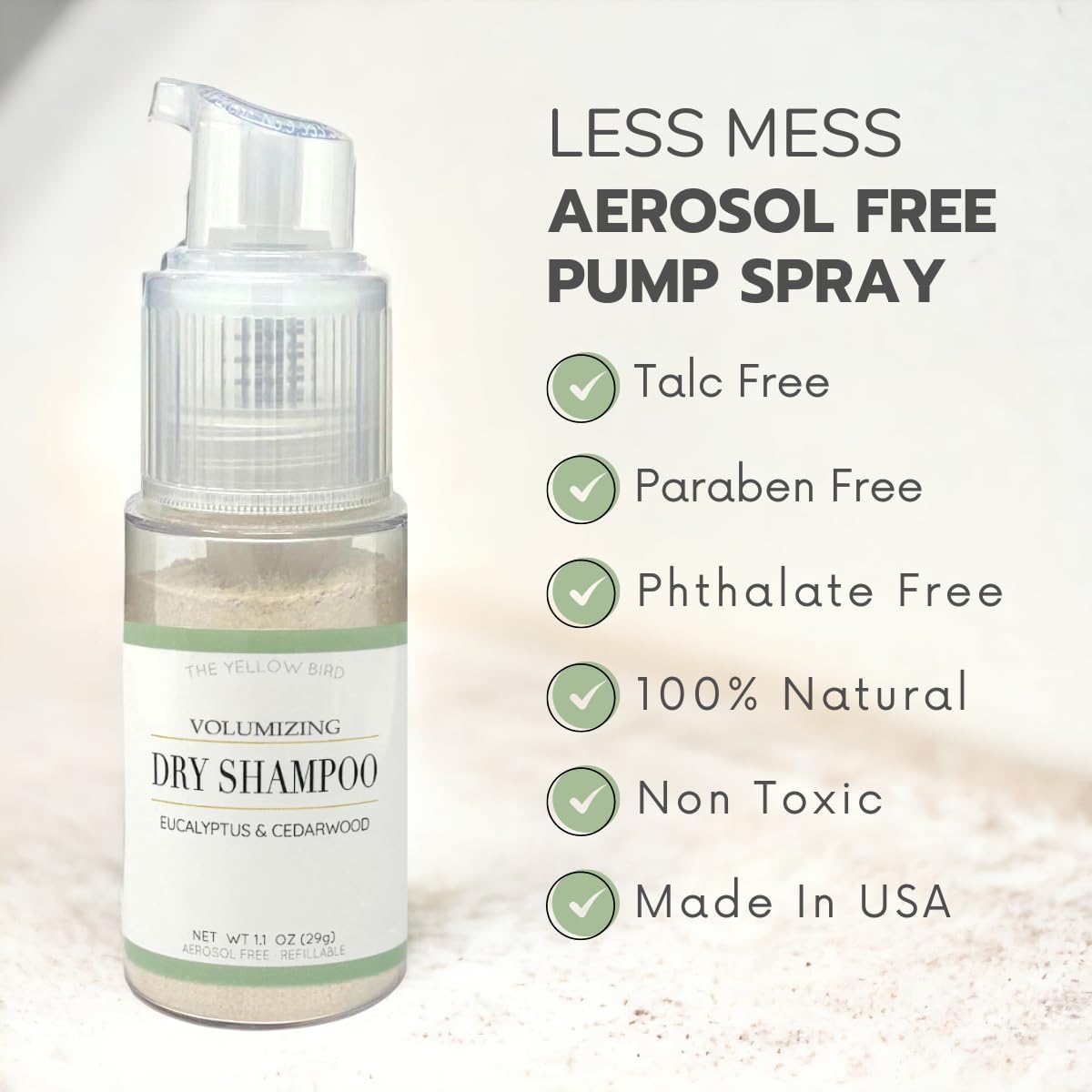 Yellow Bird Dry Shampoo Powder – Natural & Organic, Non-Aerosol, Vegan for All Hair Colors