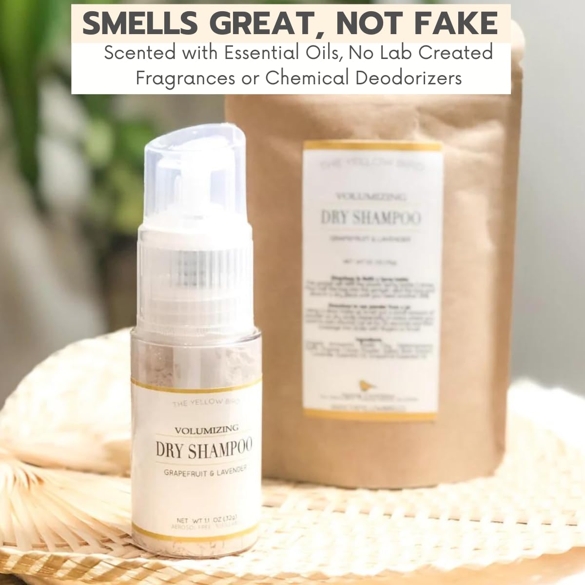 Yellow Bird All Natural Dry Shampoo Powder – Aerosol Free, Talc Free, Volumizing for Light & Dark Hair