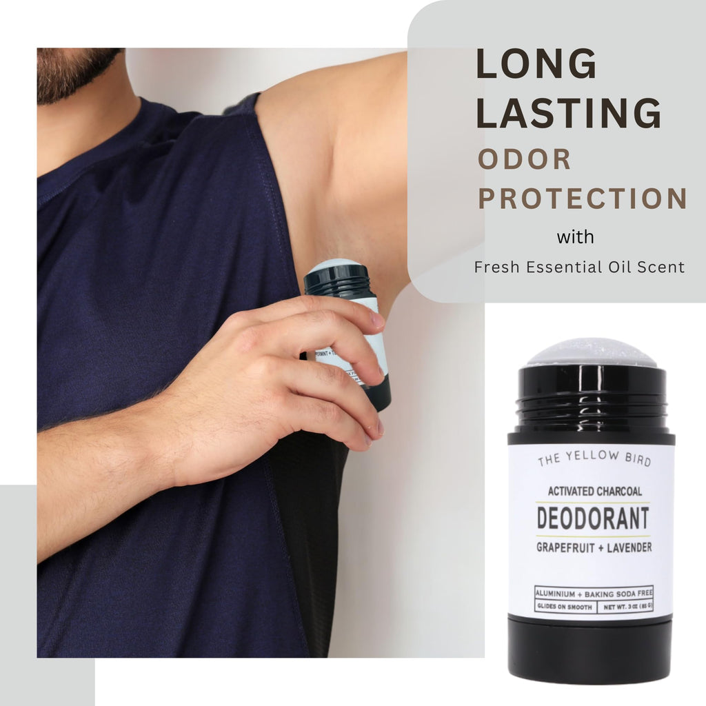 The Yellow Bird Natural Charcoal Deodorant – Aluminum & Baking Soda Free, Vegan, Made in USA