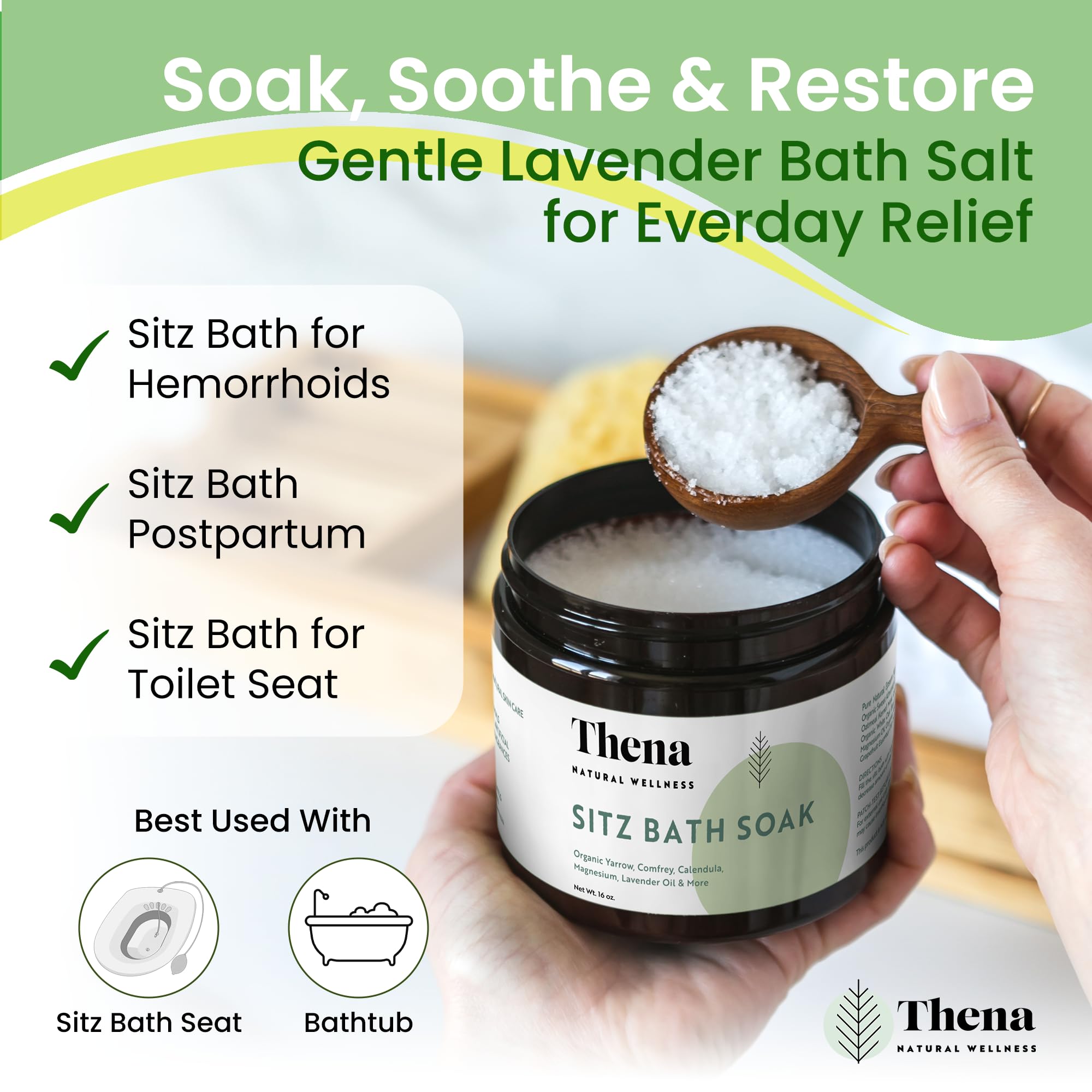 THENA Natural Wellness Organic Sitz Bath Soak for Postpartum Care | Postpartum Essentials