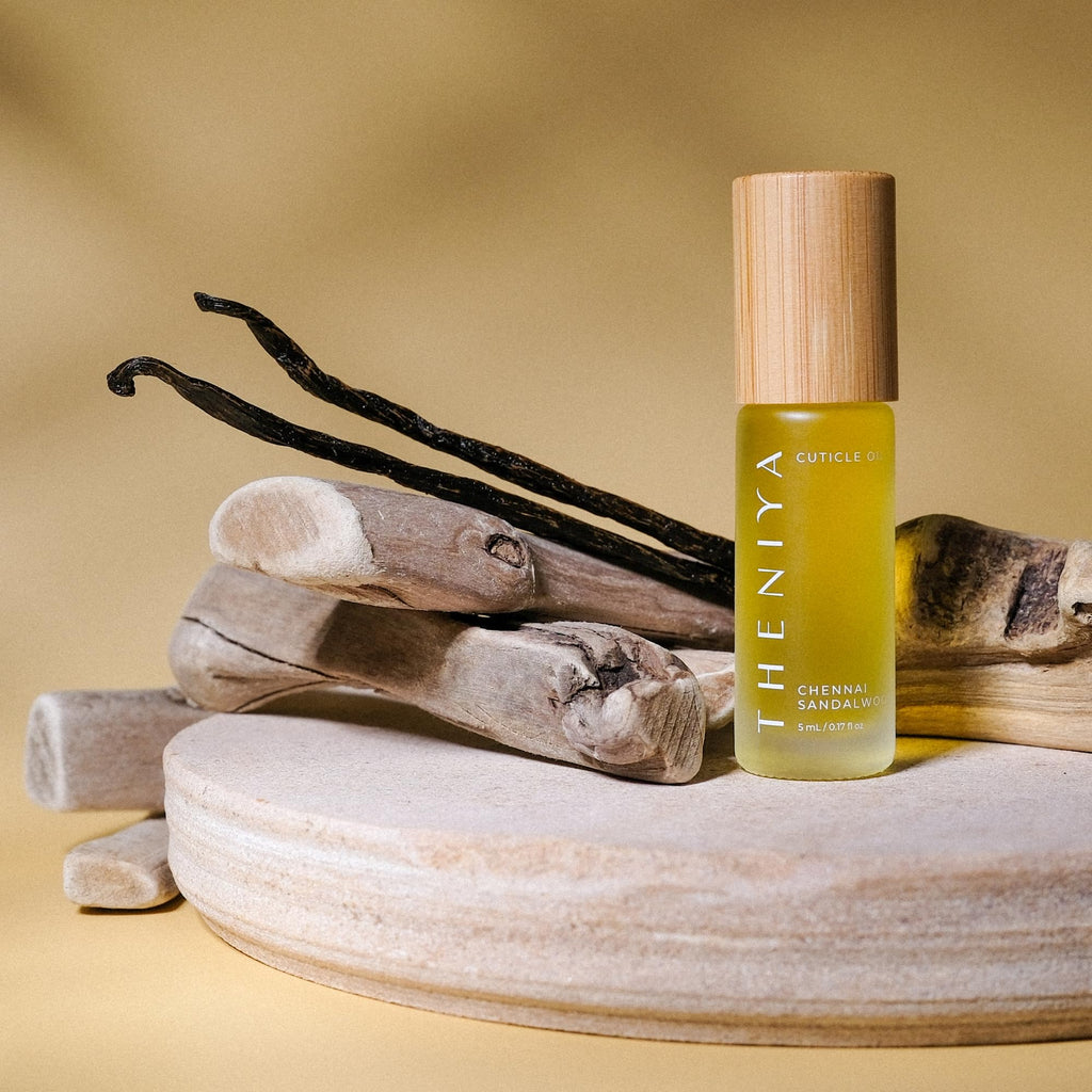 Theniya Cuticle Oil for Nail Strengthening & Growth – 5mL Roll-On, Vegan, Organic Formula with Jojoba & Vitamin E | 3 Signature Fragrances