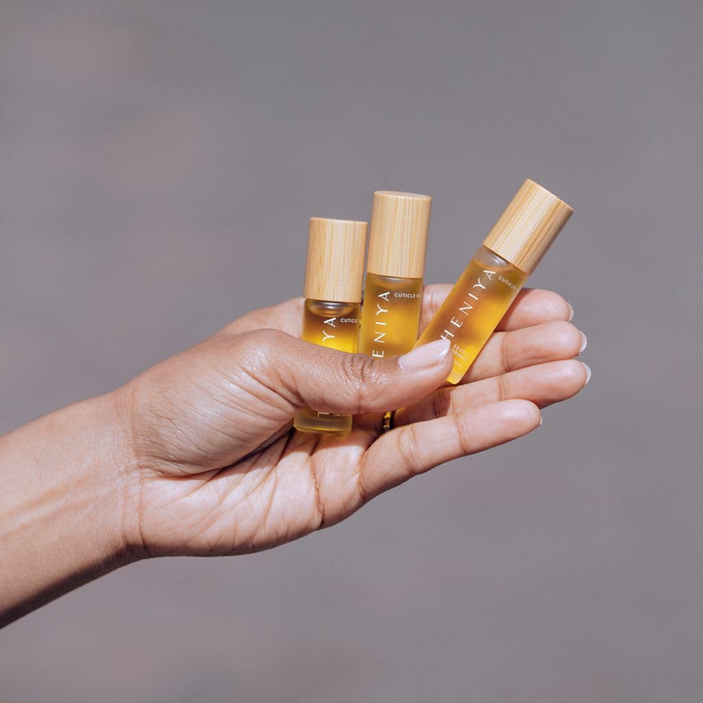 Theniya Cuticle Oil for Nail Strengthening & Growth – 5mL Roll-On, Vegan, Organic Formula with Jojoba & Vitamin E | 3 Signature Fragrances