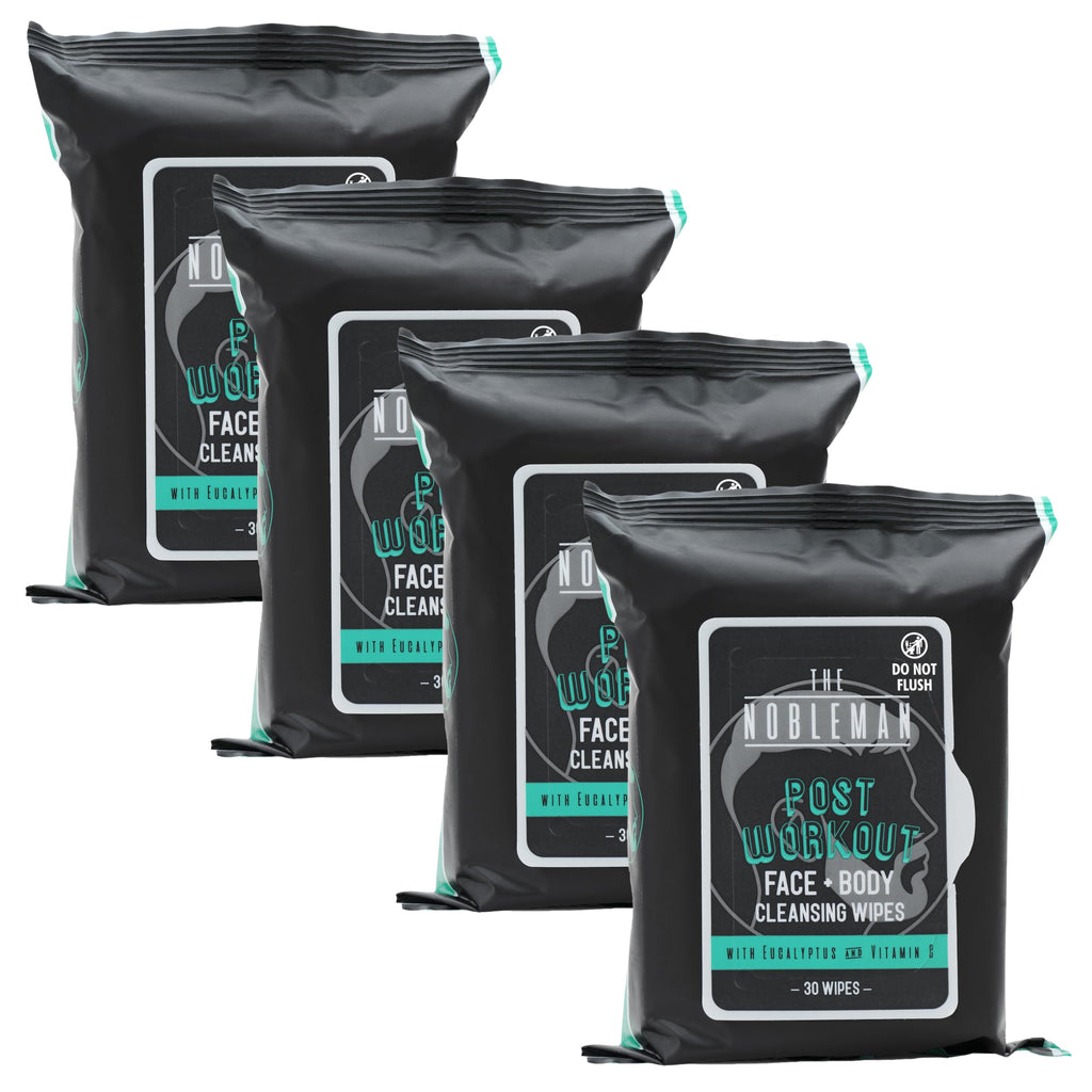The Nobleman 4-Pack Cleansing Wipes – Post-Workout, Eucalyptus & Vitamin C (120 Ct)