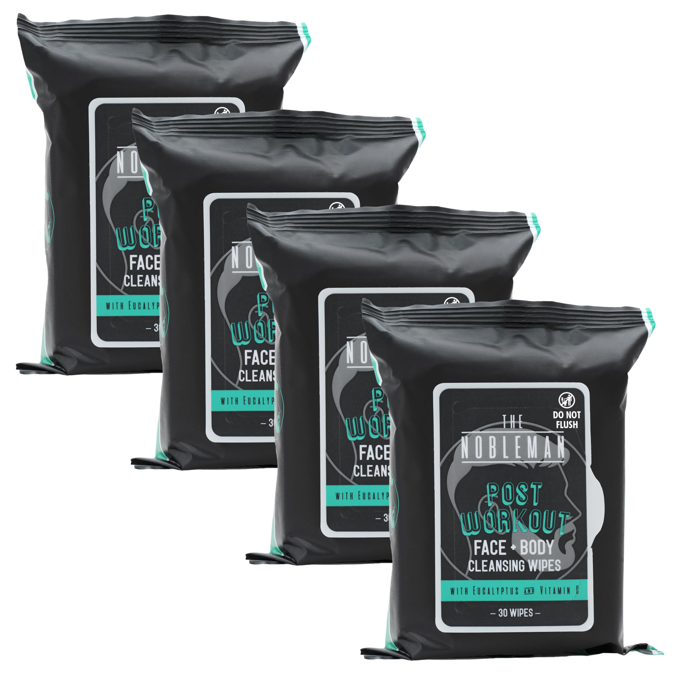 The Nobleman 4-Pack Cleansing Wipes – Post-Workout, Eucalyptus & Vitamin C (120 Ct)