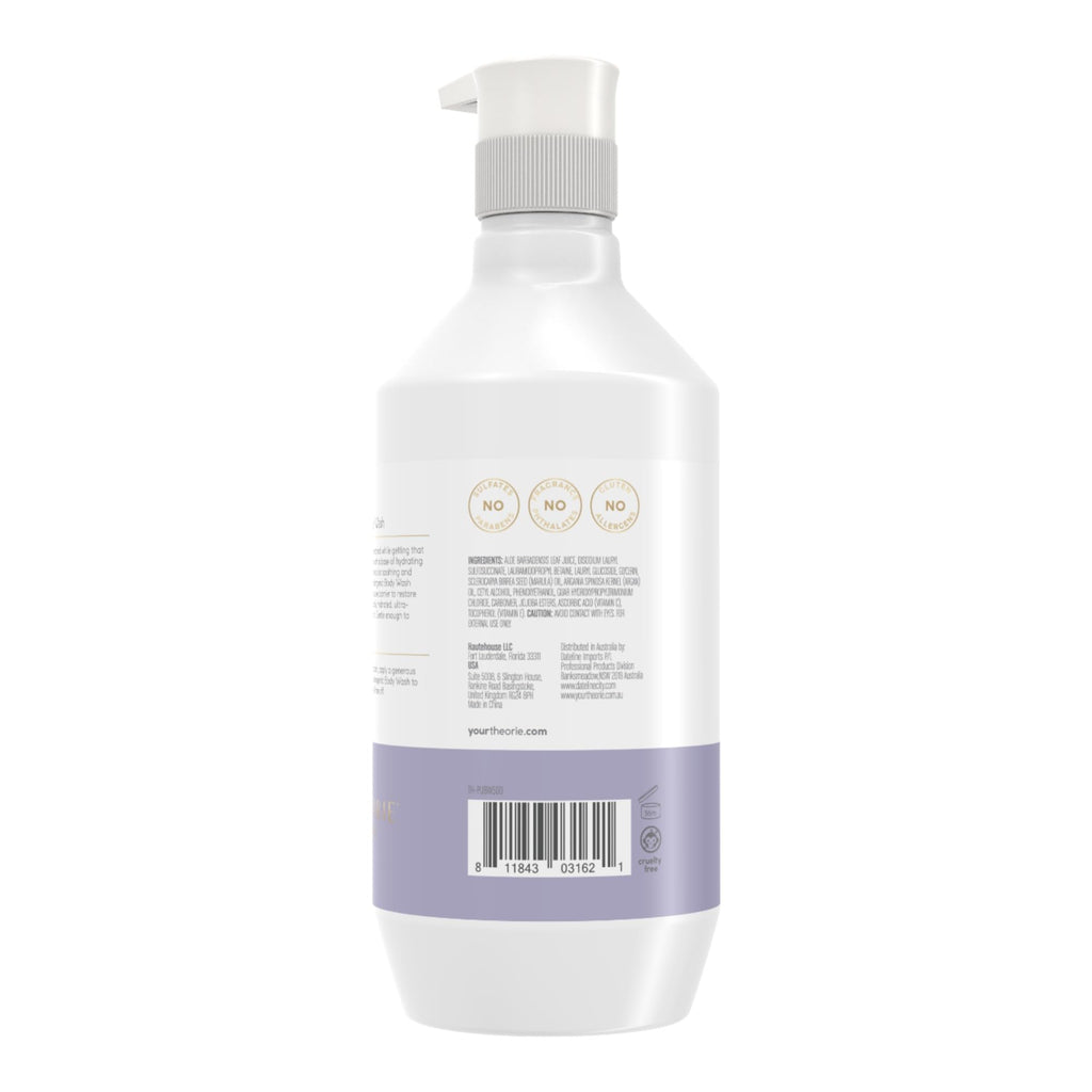 Theorie Hypoallergenic Body Wash – Fragrance-Free with Aloe Vera, Argan & Marula Oil (500mL Pump)