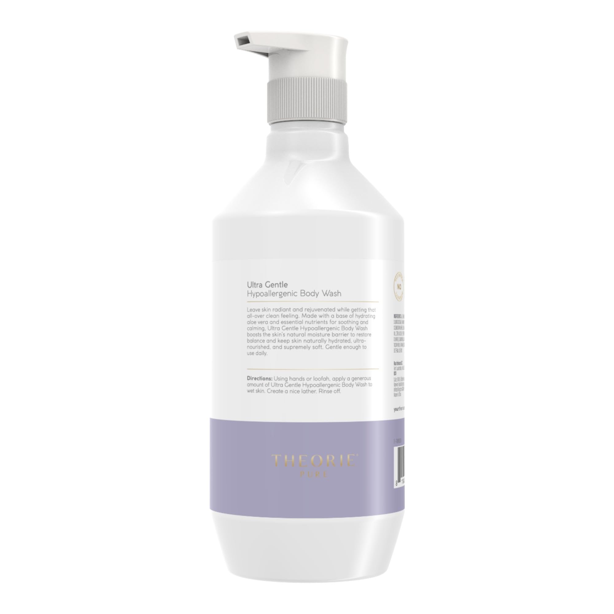 Theorie Hypoallergenic Body Wash – Fragrance-Free with Aloe Vera, Argan & Marula Oil (500mL Pump)