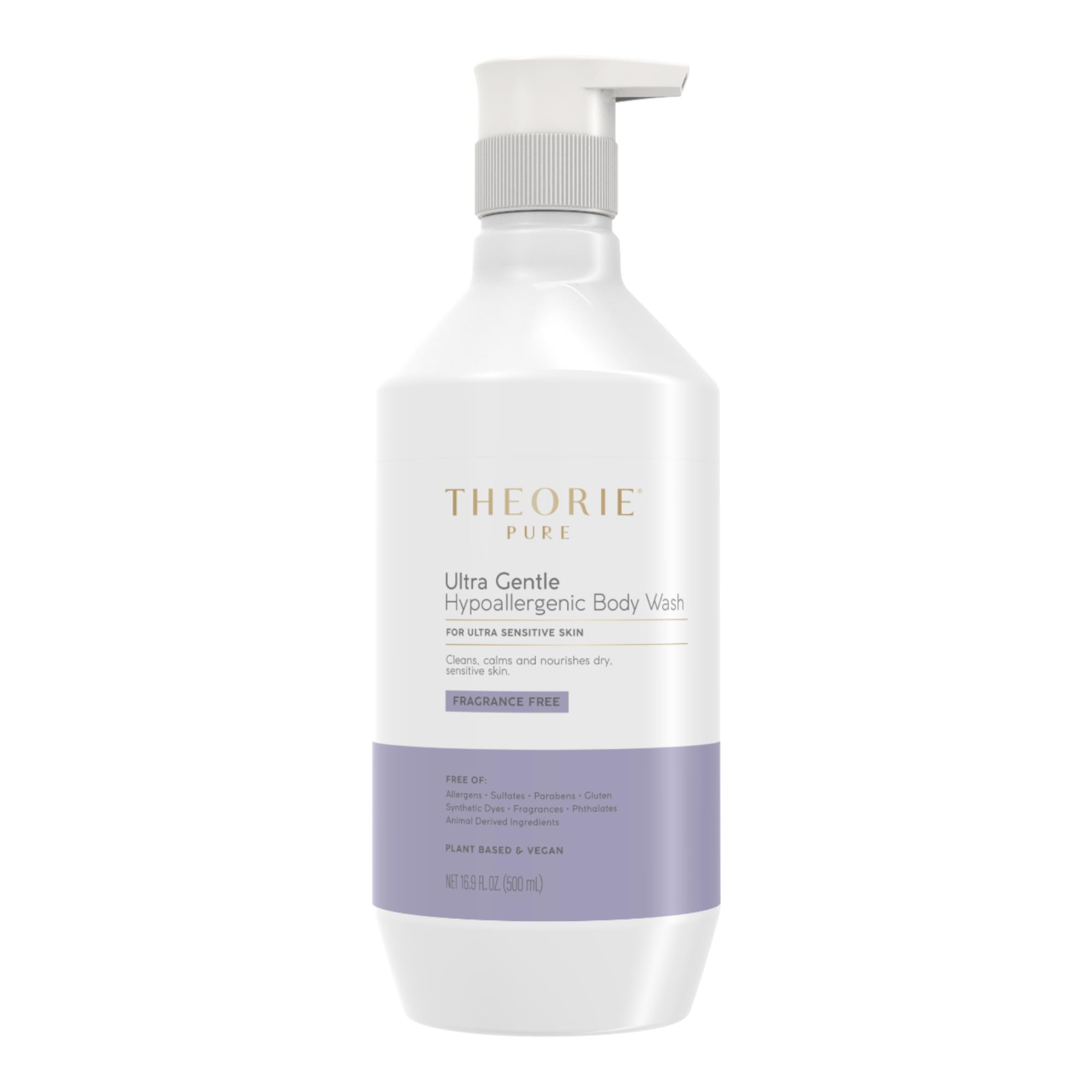 Theorie Hypoallergenic Body Wash – Fragrance-Free with Aloe Vera, Argan & Marula Oil (500mL Pump)