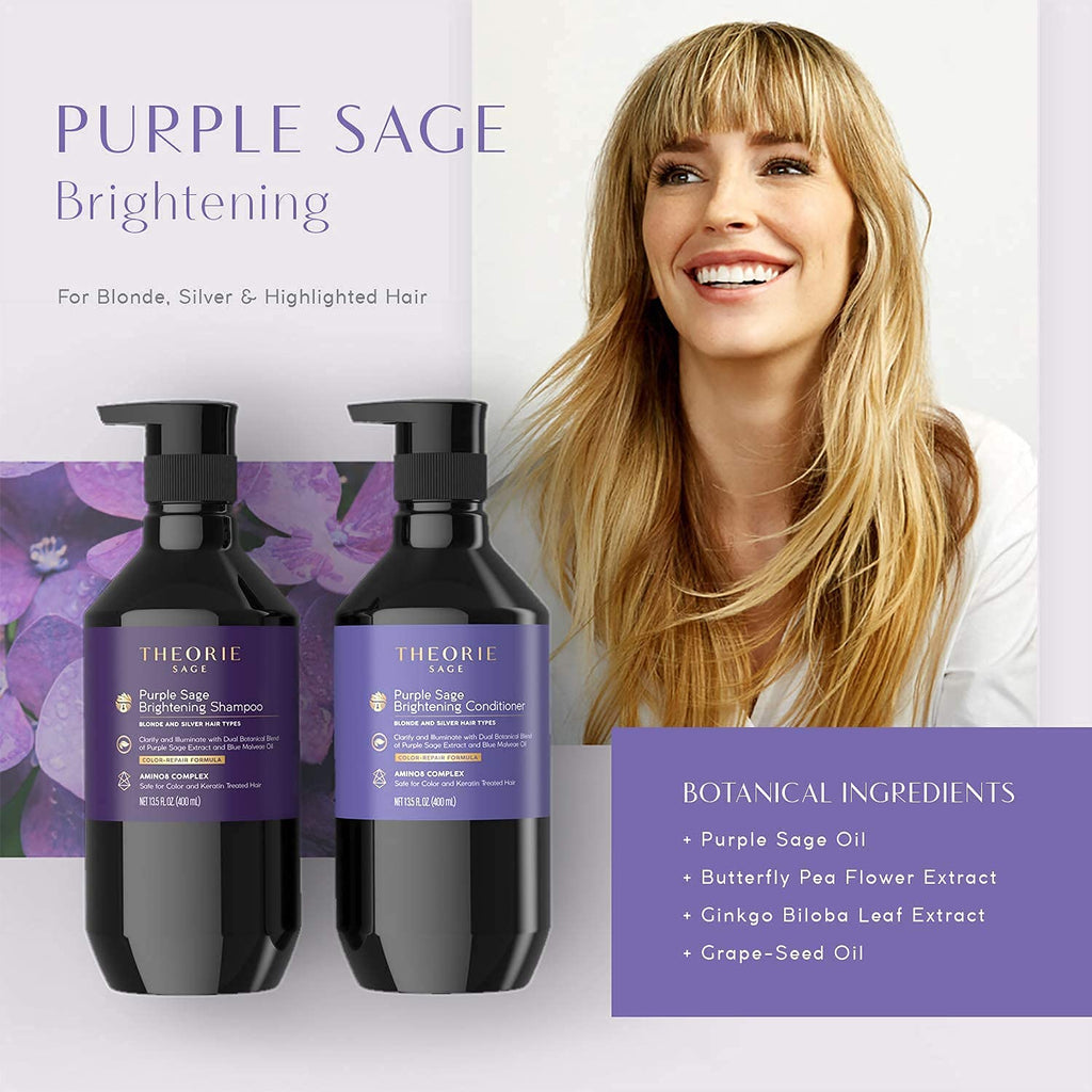 Theorie Purple Sage Brightening Conditioner – Blonde & Silver Hair, Anti-Brass Formula (800mL)