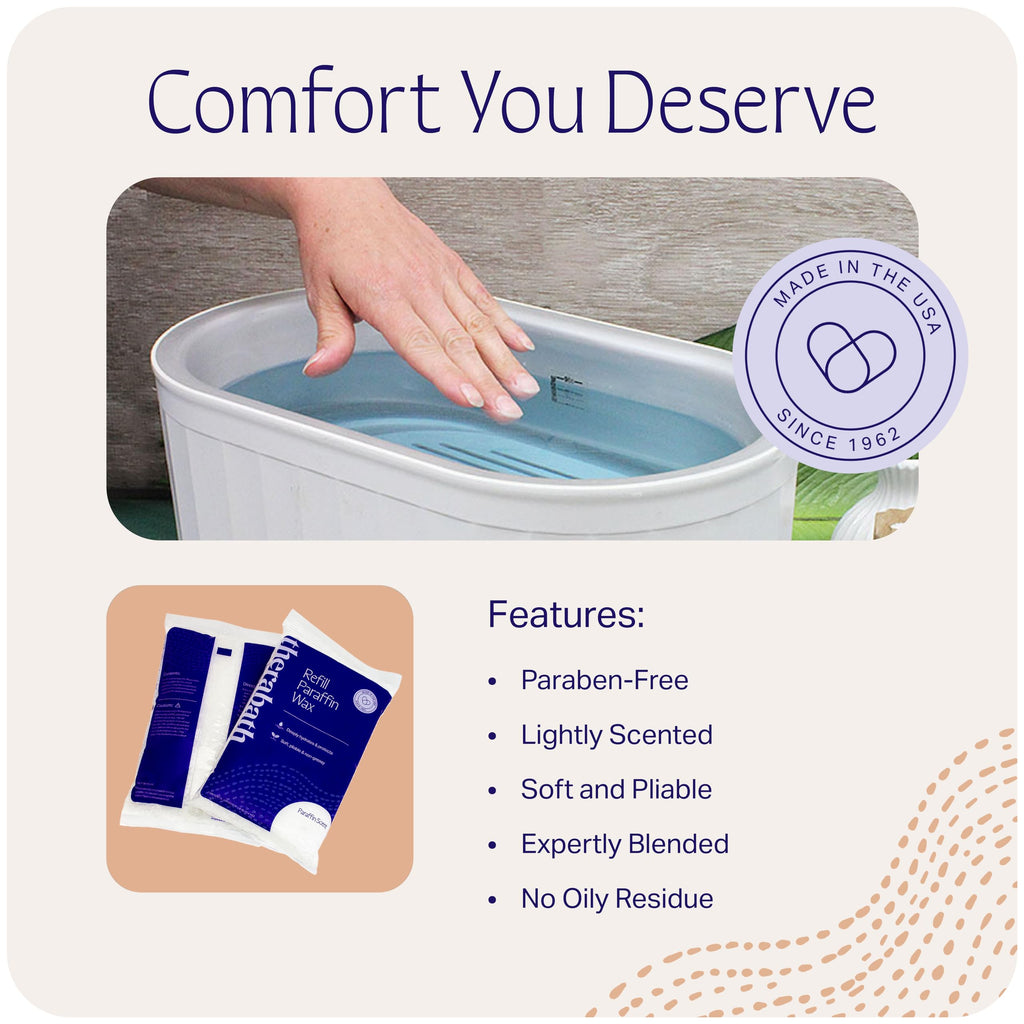 Therabath Paraffin Wax Refill 4 lb – Thermotherapy for Hands, Feet, Body – USA Made – ScentFree
