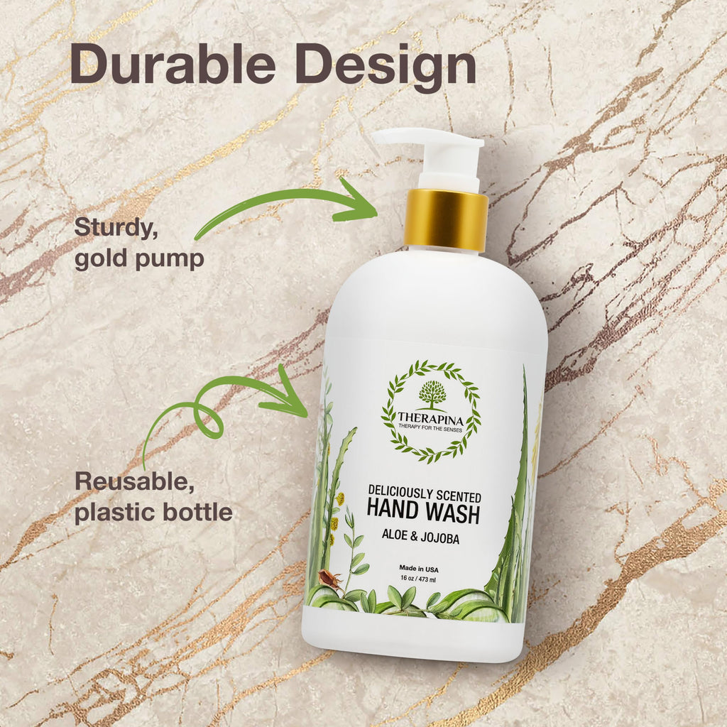 THERAPINA Aromatherapy Luxury Liquid Hand Soap – Vegan Aloe Vera & Botanical Oils (16 oz)
