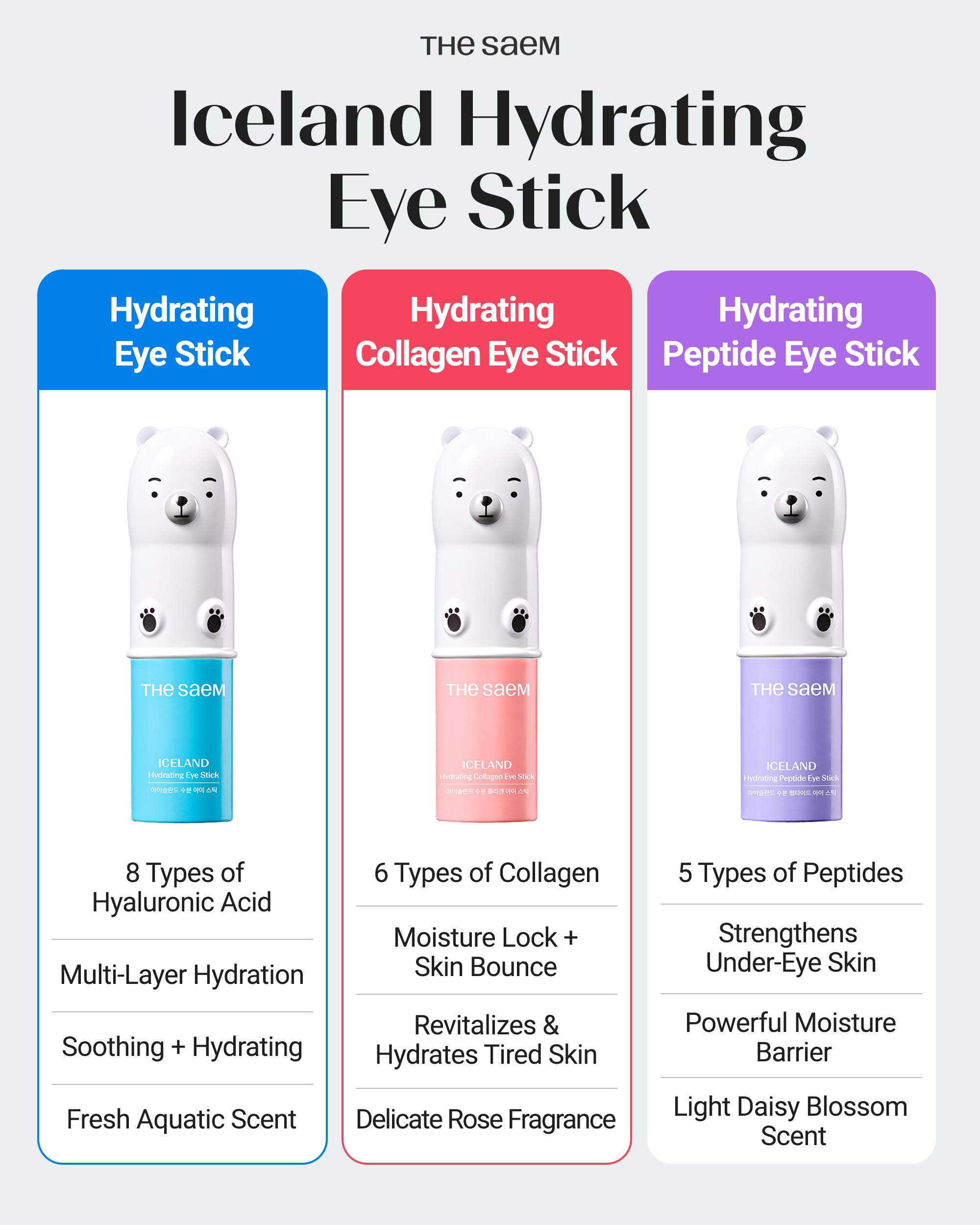 THESAEM Iceland Hydrating Eye Stick Bundle - 2 Pack (Niacinamide + Collagen)