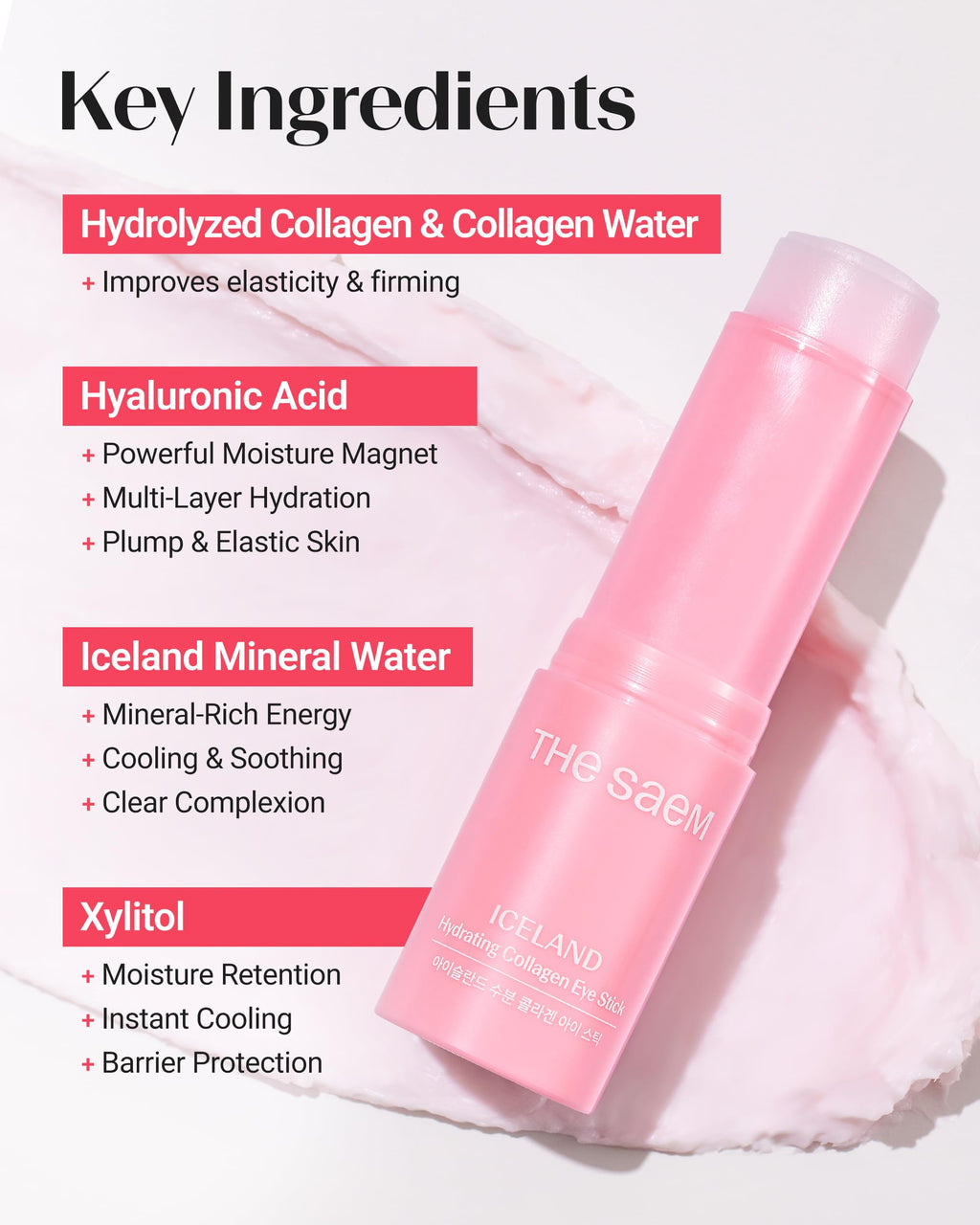 THESAEM Iceland Hydrating Collagen Eye Stick 2 Pack (0.38 oz Each) – Rose Scent