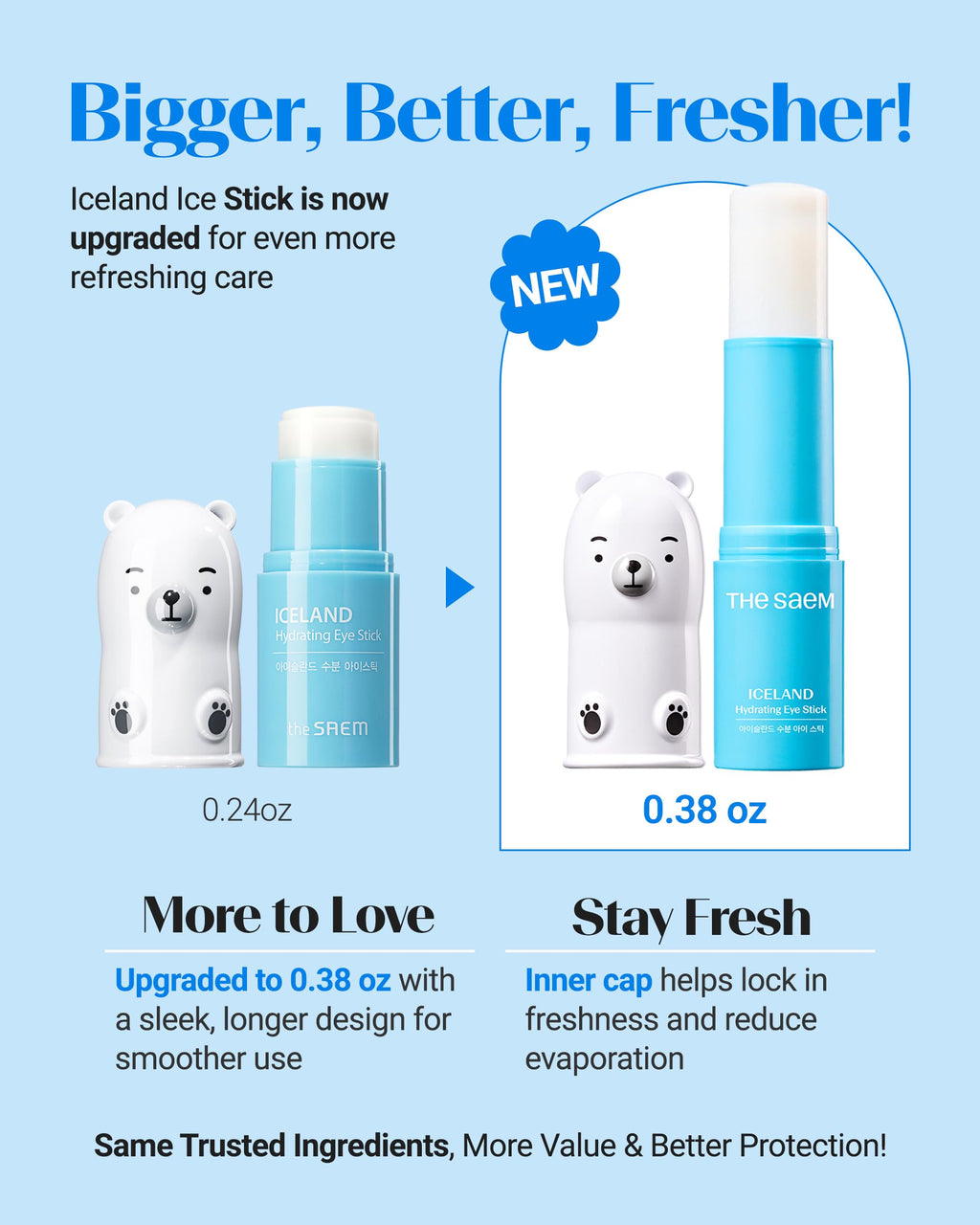 THESAEM Iceland Hydrating Eye Stick – Cooling Under-Eye Balm for Dark Circles, Puffiness & Wrinkles | 0.38 oz 2 Pack