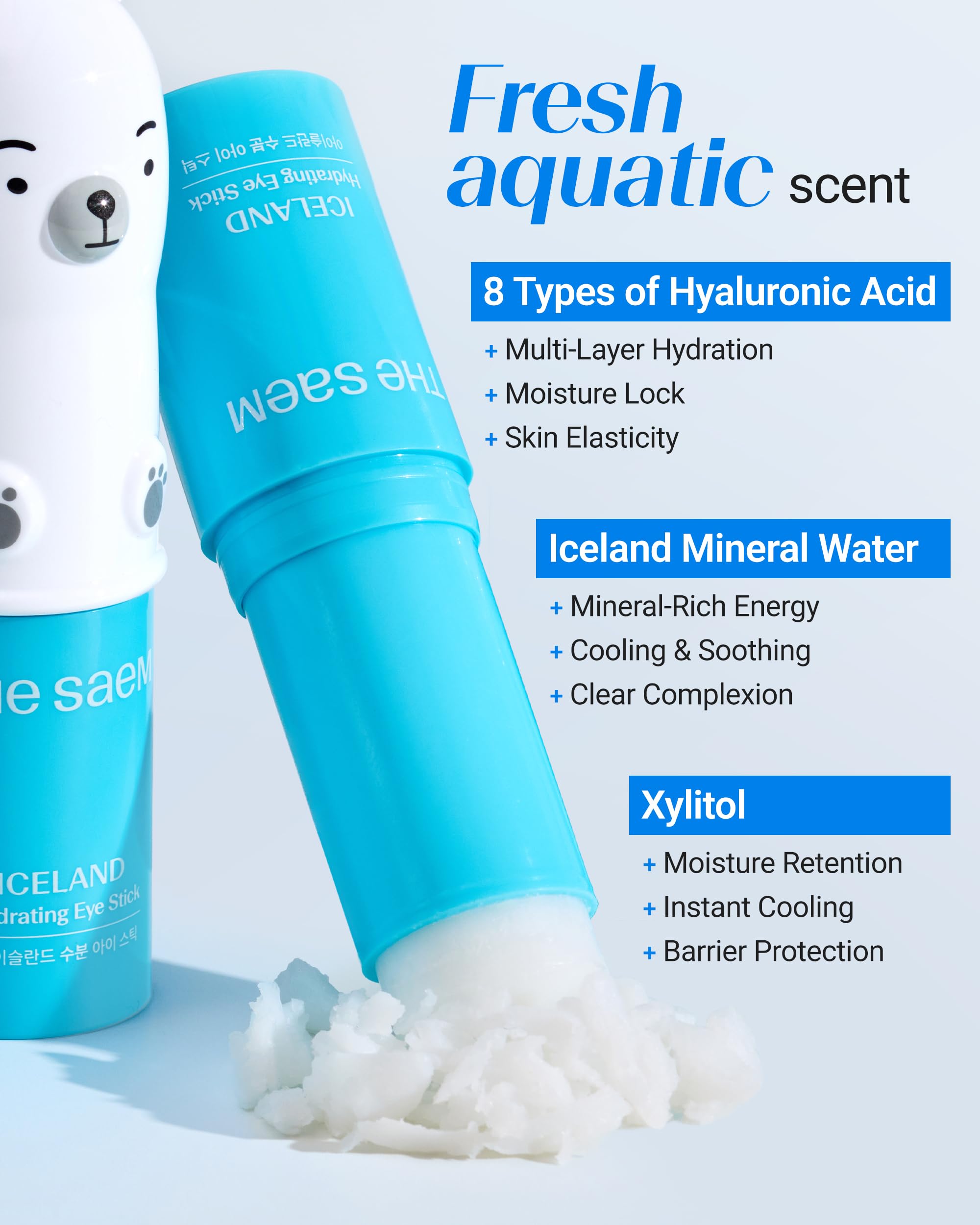 THESAEM Iceland Hydrating Eye Stick Bundle - 2 Pack (Niacinamide + Collagen)