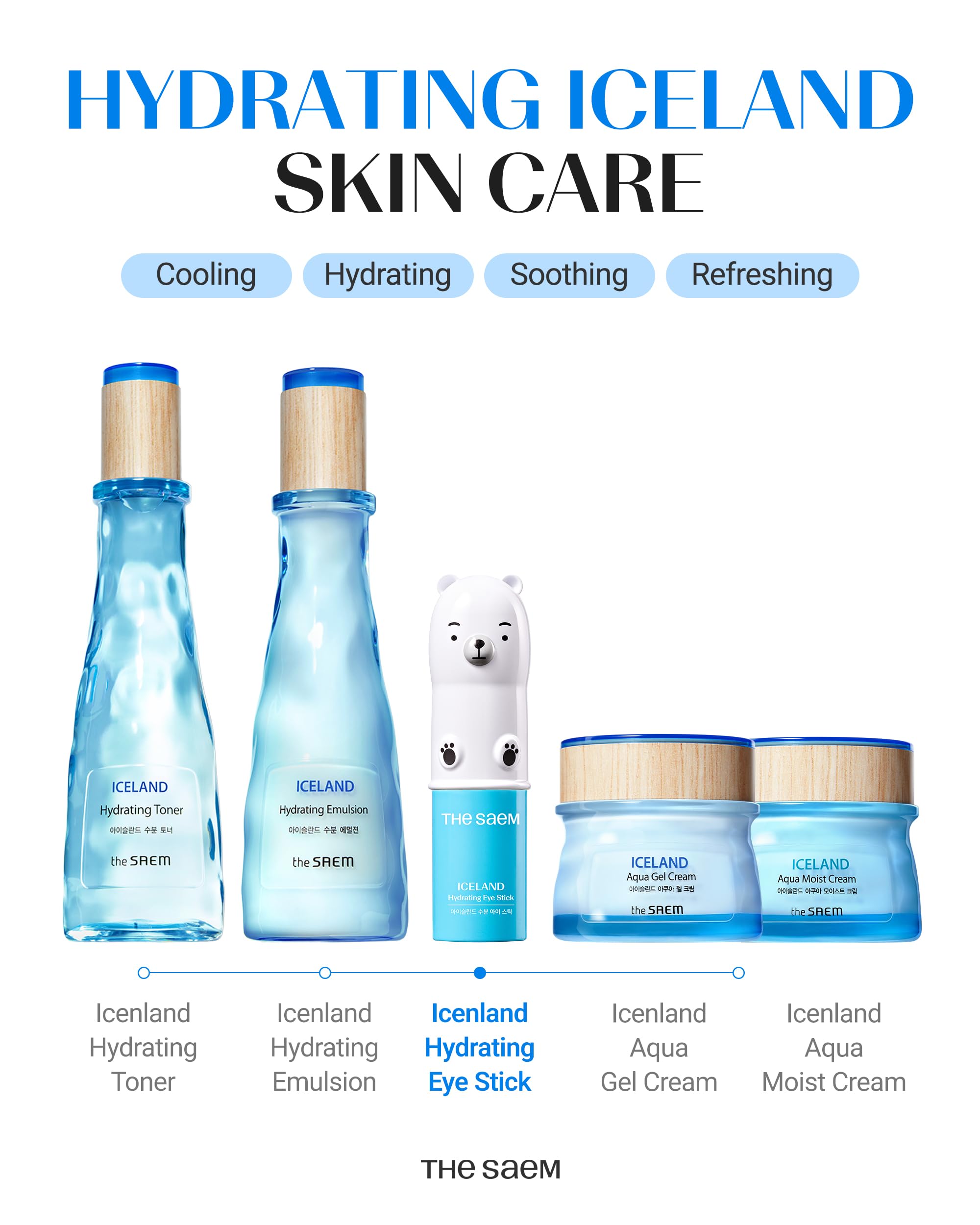 THESAEM Iceland Hydrating Eye Stick – Cooling Balm for Dark Circles, Puffiness & Wrinkles | 0.38 oz