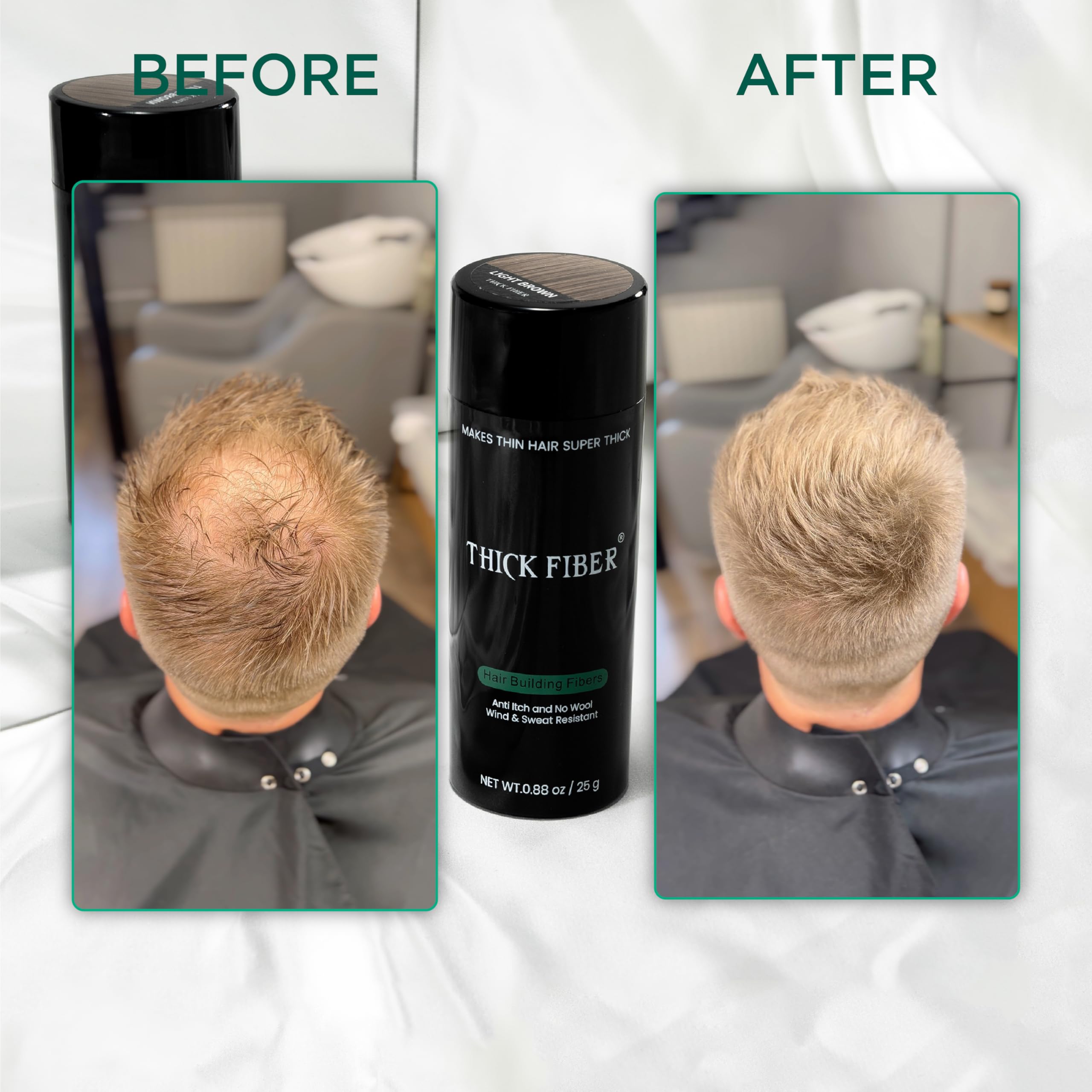 THICK FIBER Hair Fibers for Thinning Hair & Bald Spots – Medium Blonde (25g) | Conceal Hair Loss