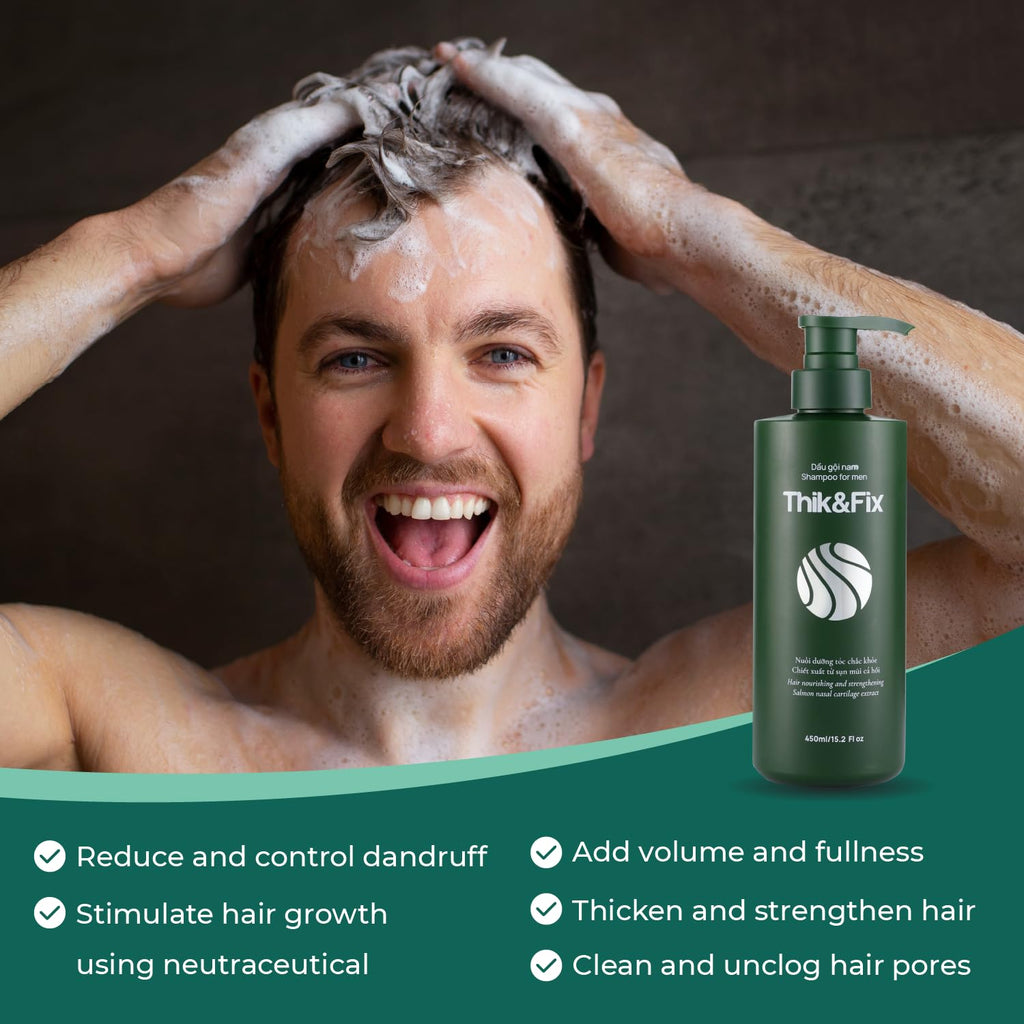 Thik&Fix Hair Growth Shampoo for Men – Volume, Strength & Texture, Scalp Hydration (15.2 oz)