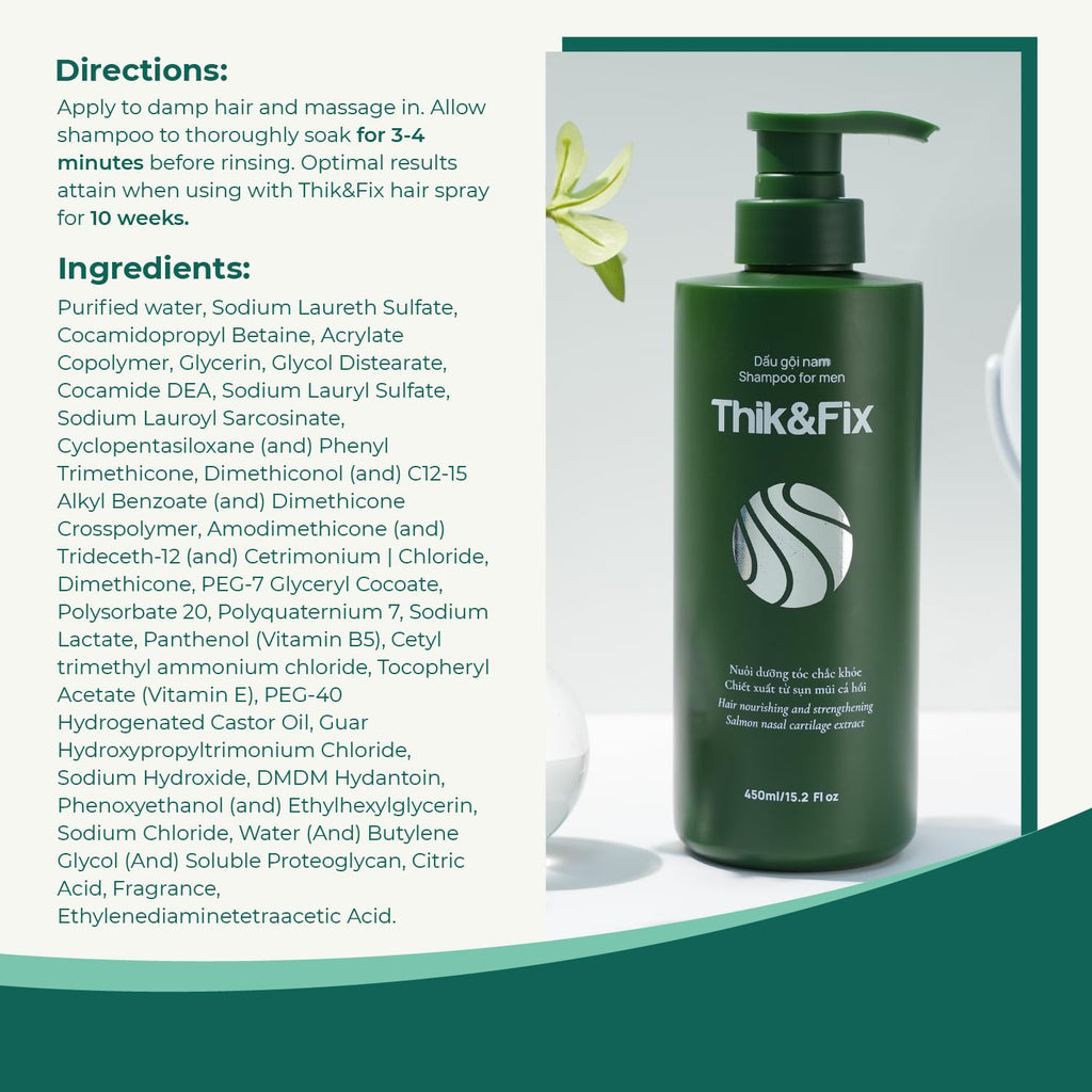 Thik&Fix Hair Growth Shampoo for Men – Volume, Strength & Texture, Scalp Hydration (15.2 oz)
