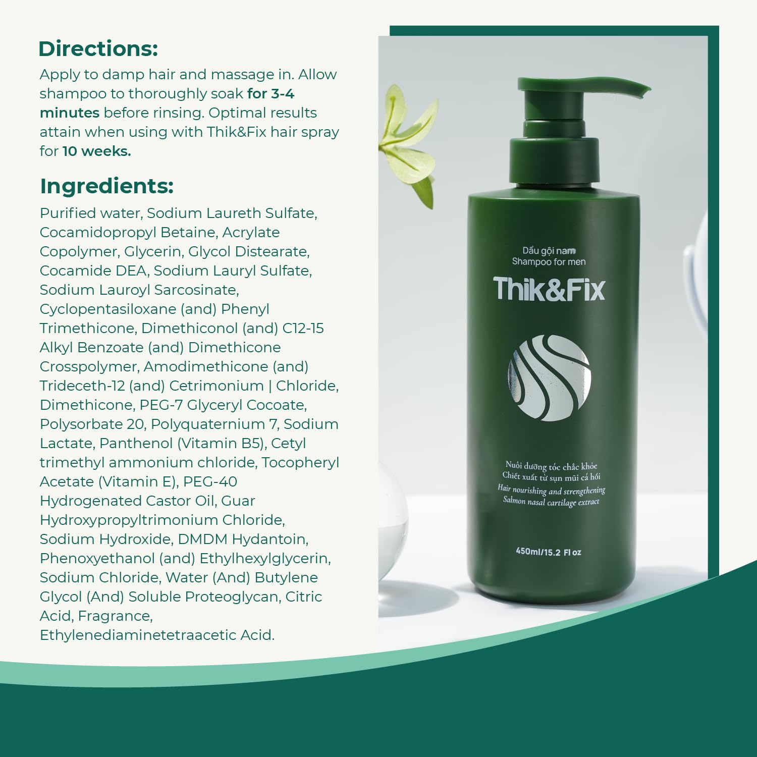 Thik&Fix Hair Growth Shampoo for Men – Volume, Strength & Texture, Scalp Hydration (15.2 oz)