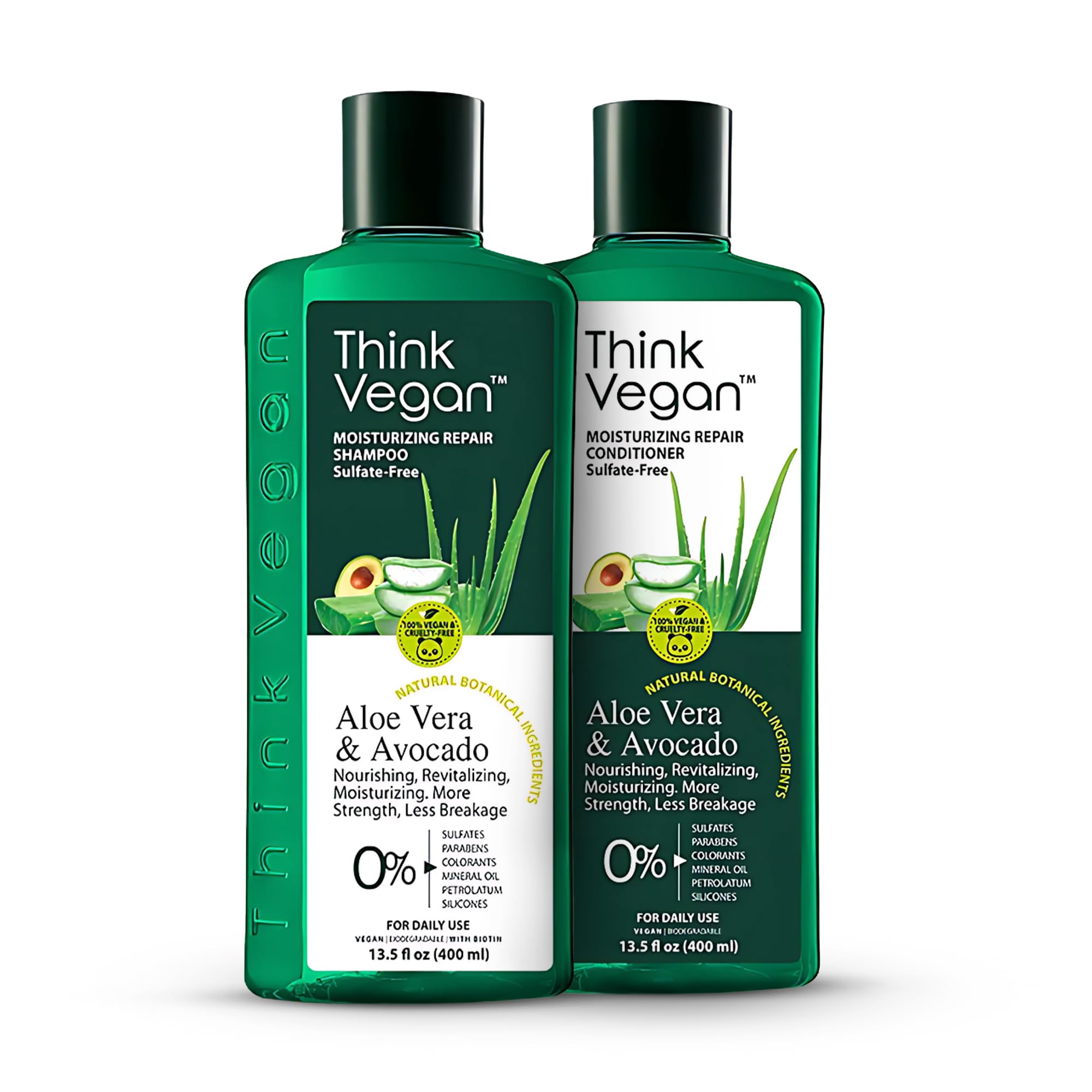 Think Vegan Organic Shampoo & Conditioner Set – Moisturizing Repair for All Hair Types