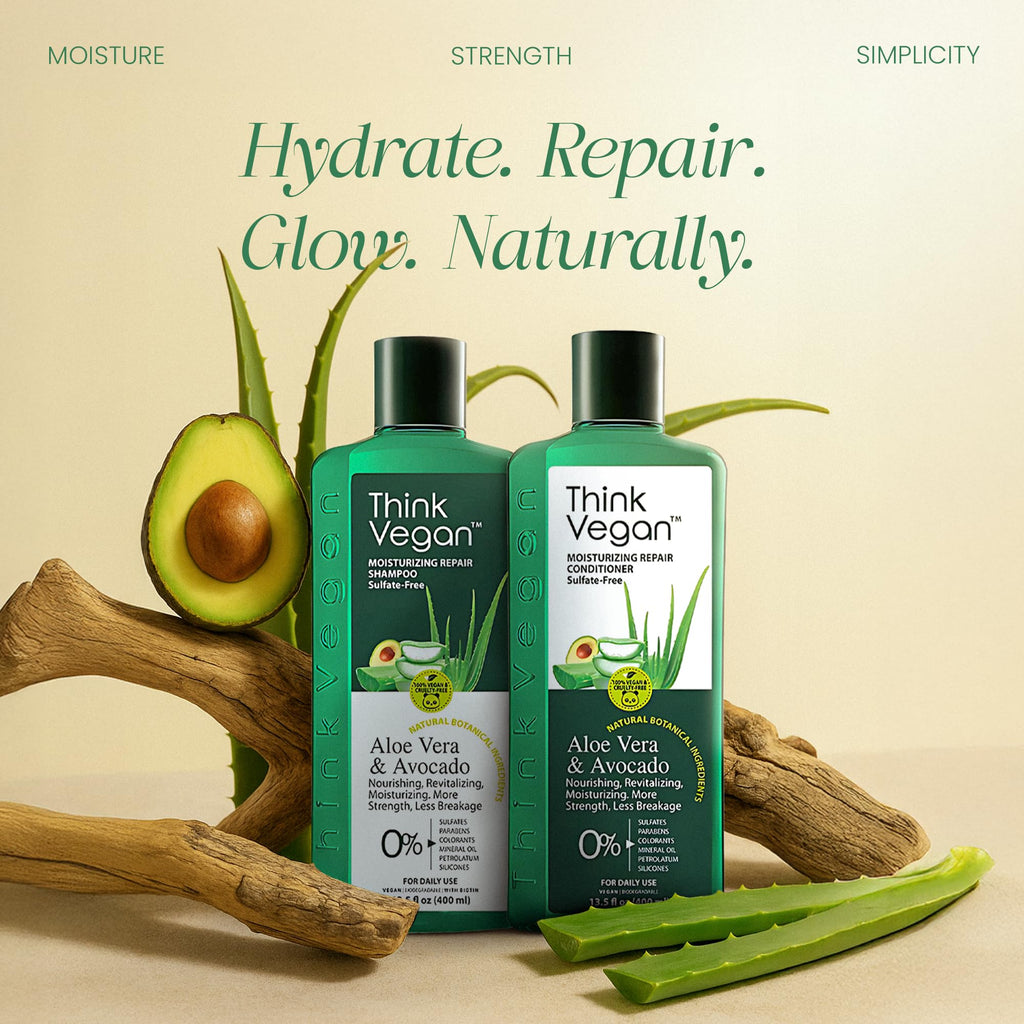 Think Vegan Organic Shampoo & Conditioner Set – Moisturizing Repair for All Hair Types