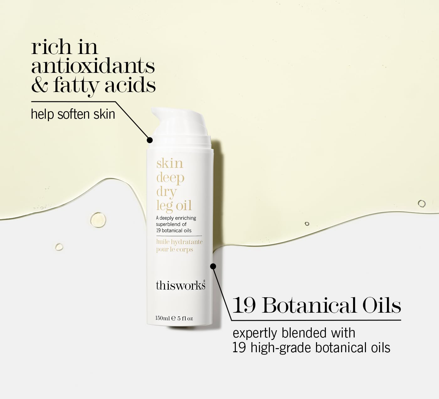 THISWORKS Skin Deep Dry Leg Oil – 100% Natural Body Oil with 13 Essential Oils & 6 Cold-Pressed Oils, 5 oz
