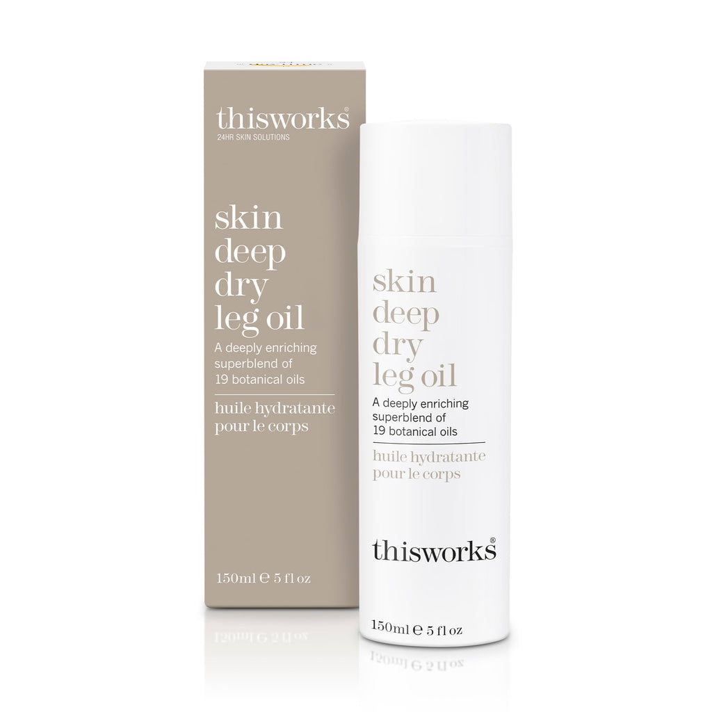 THISWORKS Skin Deep Dry Leg Oil – 100% Natural Body Oil with 13 Essential Oils & 6 Cold-Pressed Oils, 5 oz