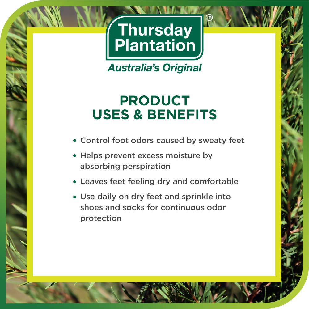 Thursday Plantation Tea Tree Foot Powder – Odor Control & Dry Feet | 3.5 oz